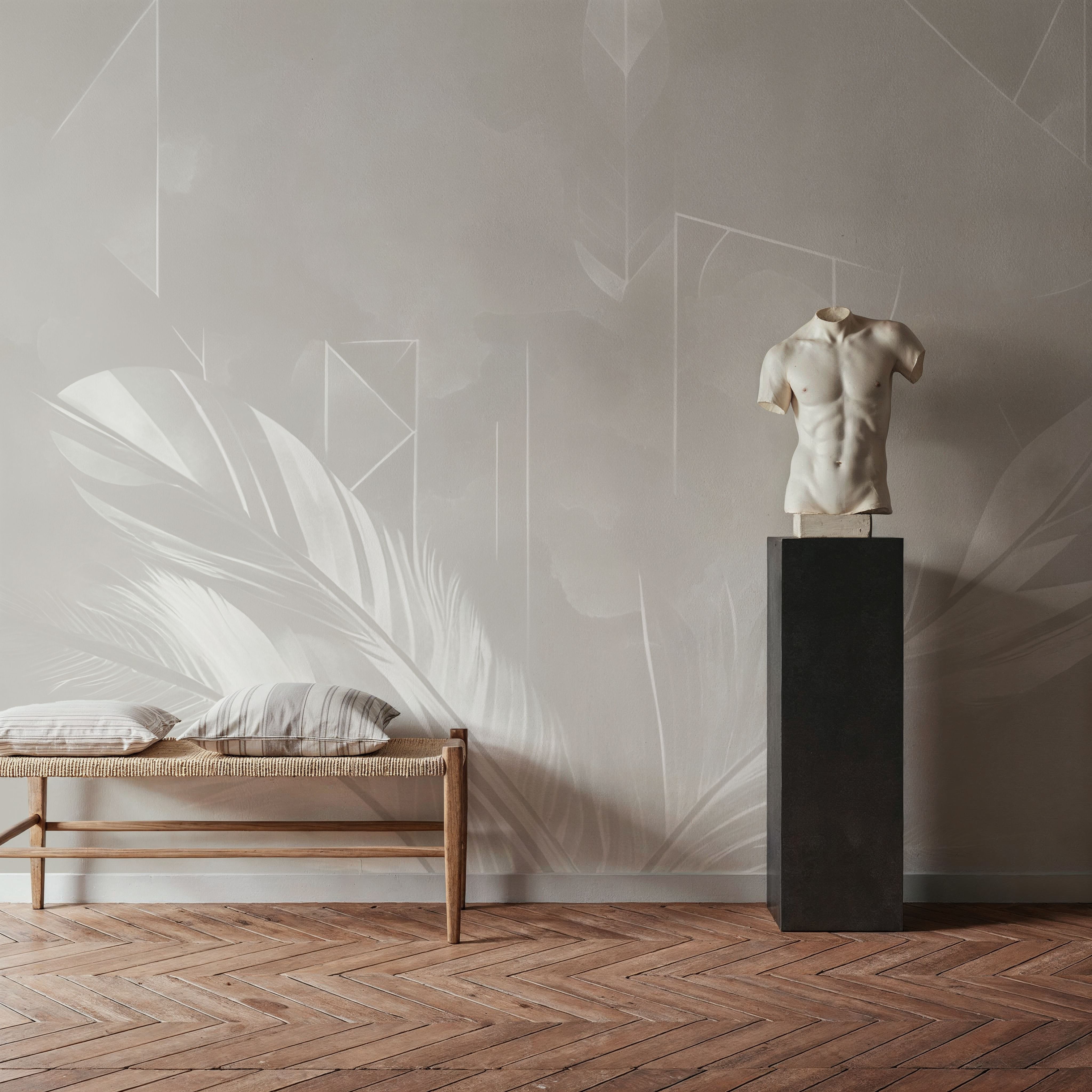 Solid Feather Geometry Beige