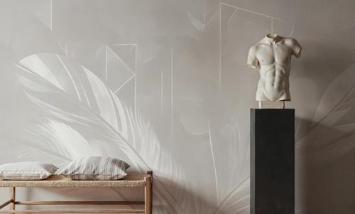 Solid Feather Geometry Beige