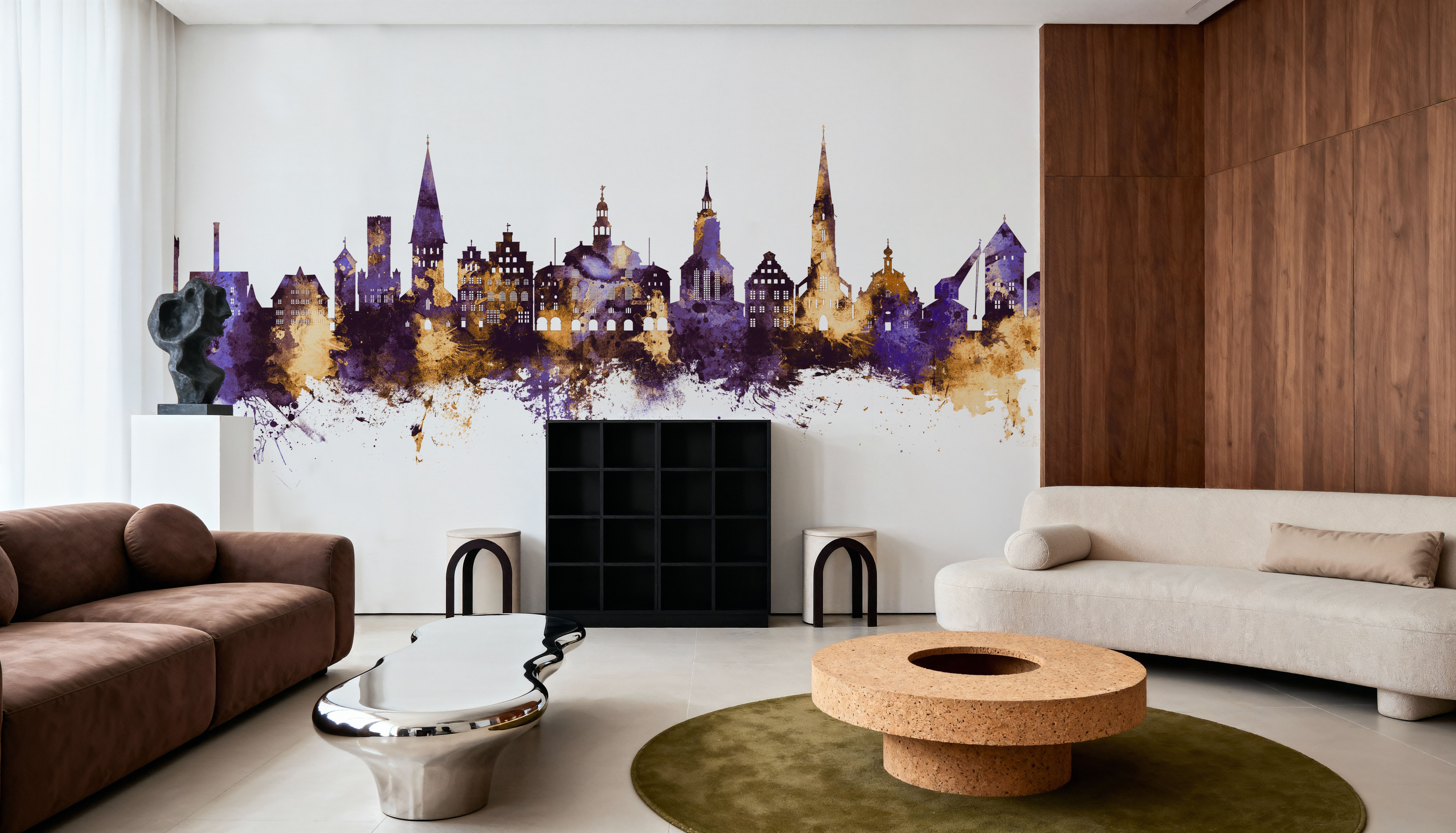 Lüneburg Germany Skyline Purple & Gold, Wallpaper