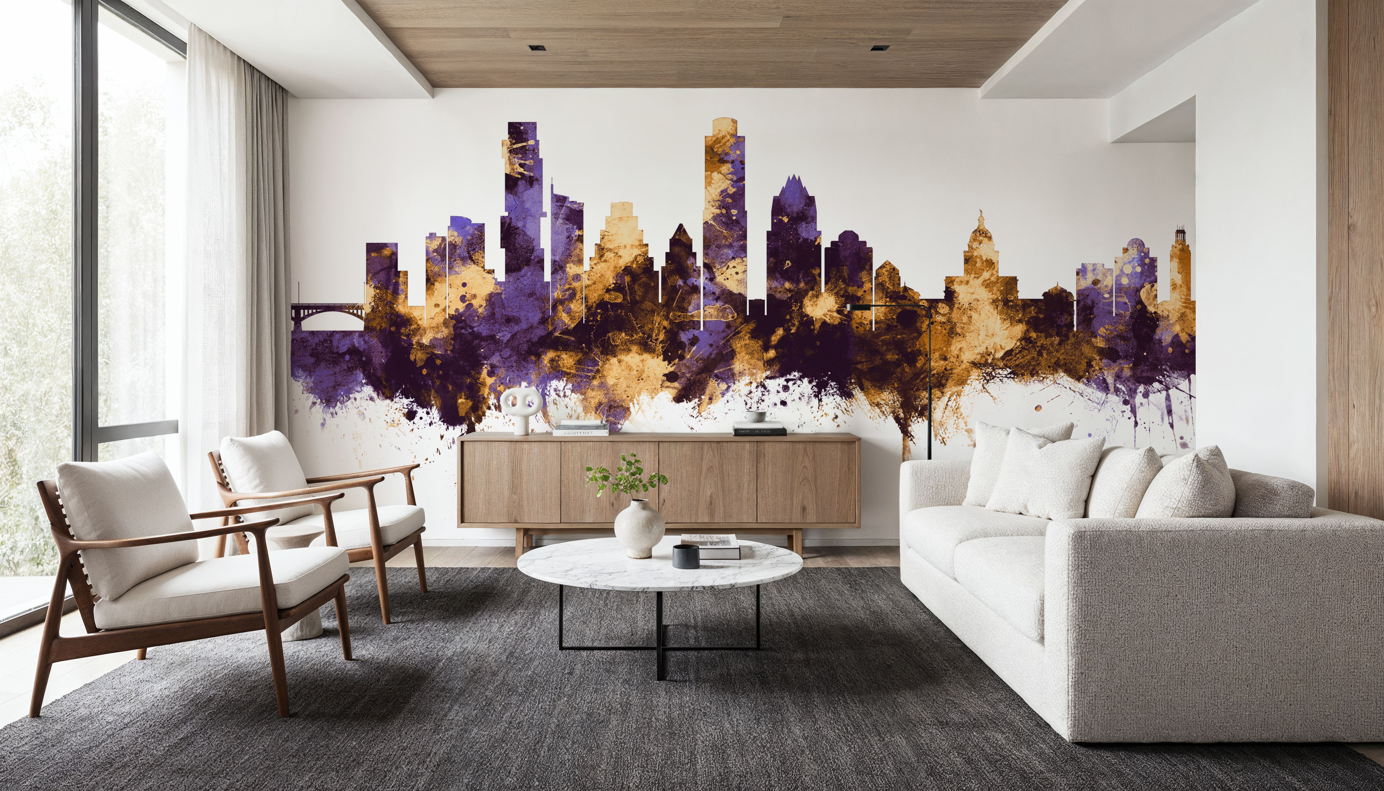 Austin Texas Skyline Purple & Gold