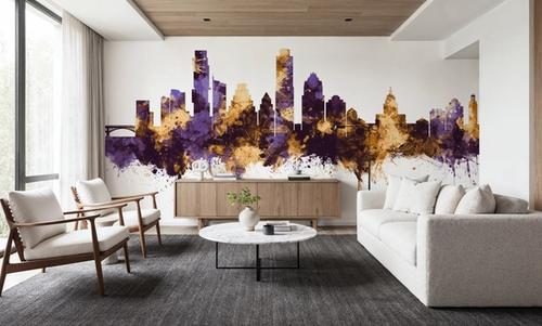 Austin Texas Skyline Purple & Gold