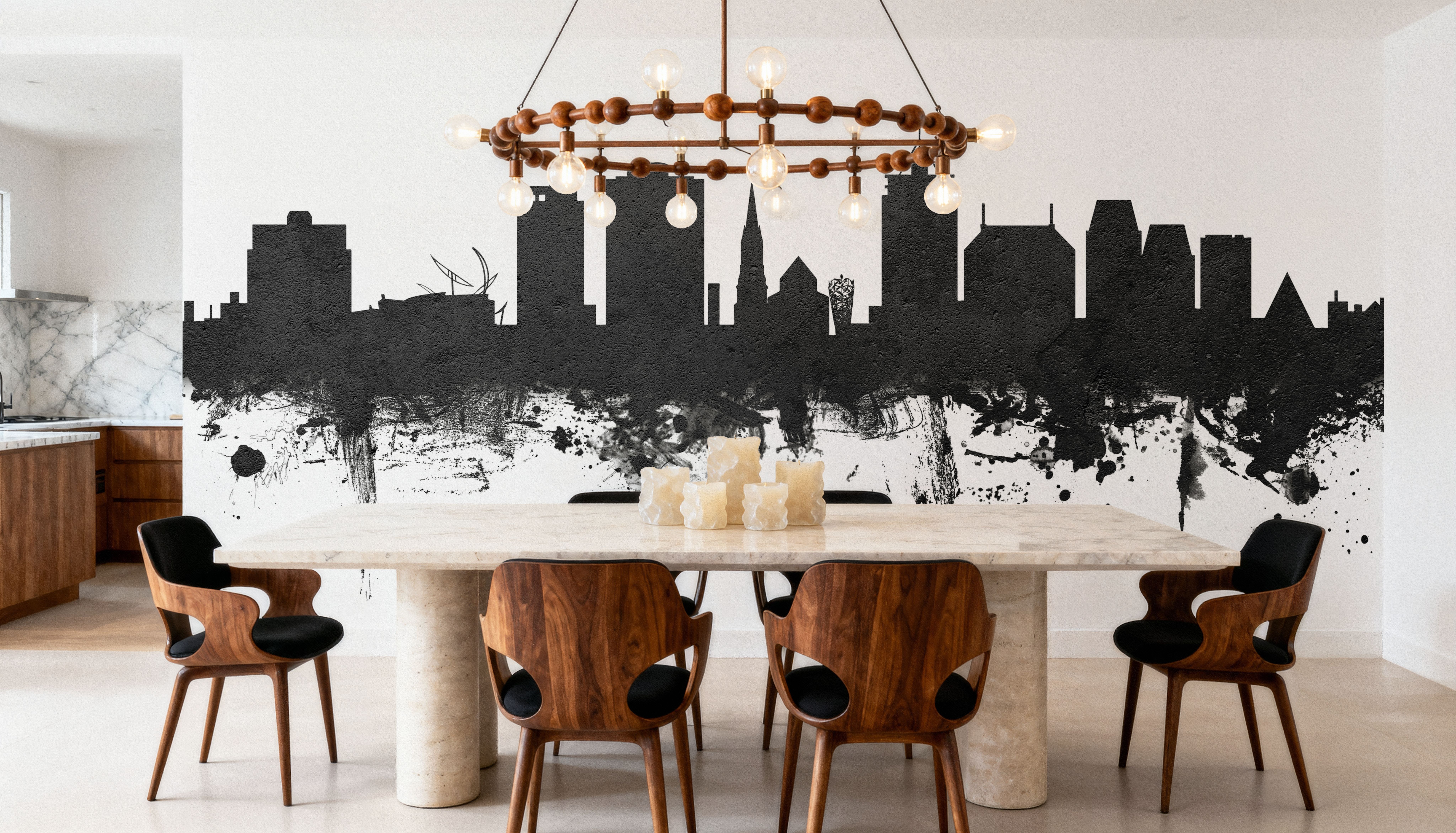 Christchurch New Zealand Skyline Black & White