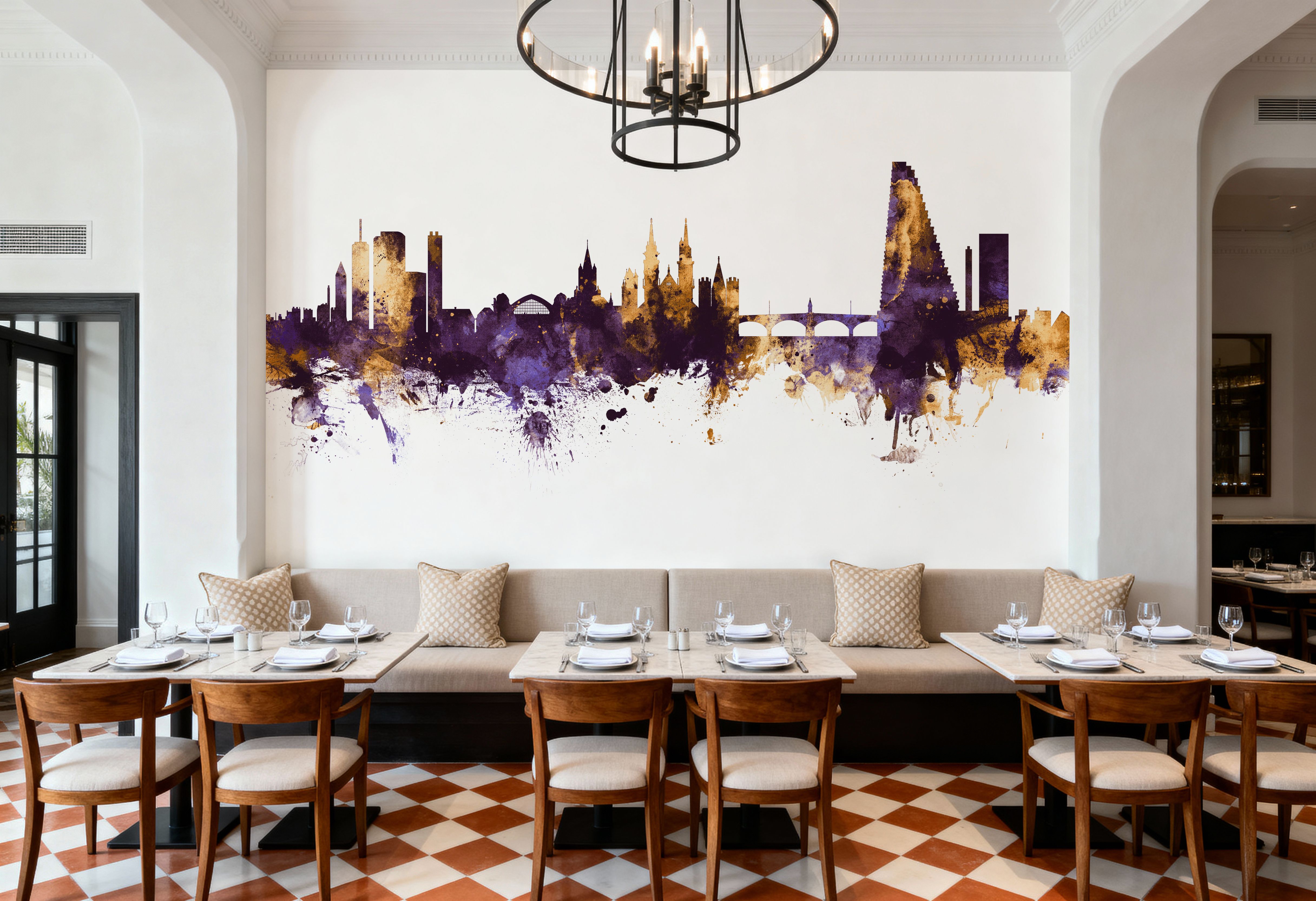 Basel Switzerland Skyline Purple & Gold