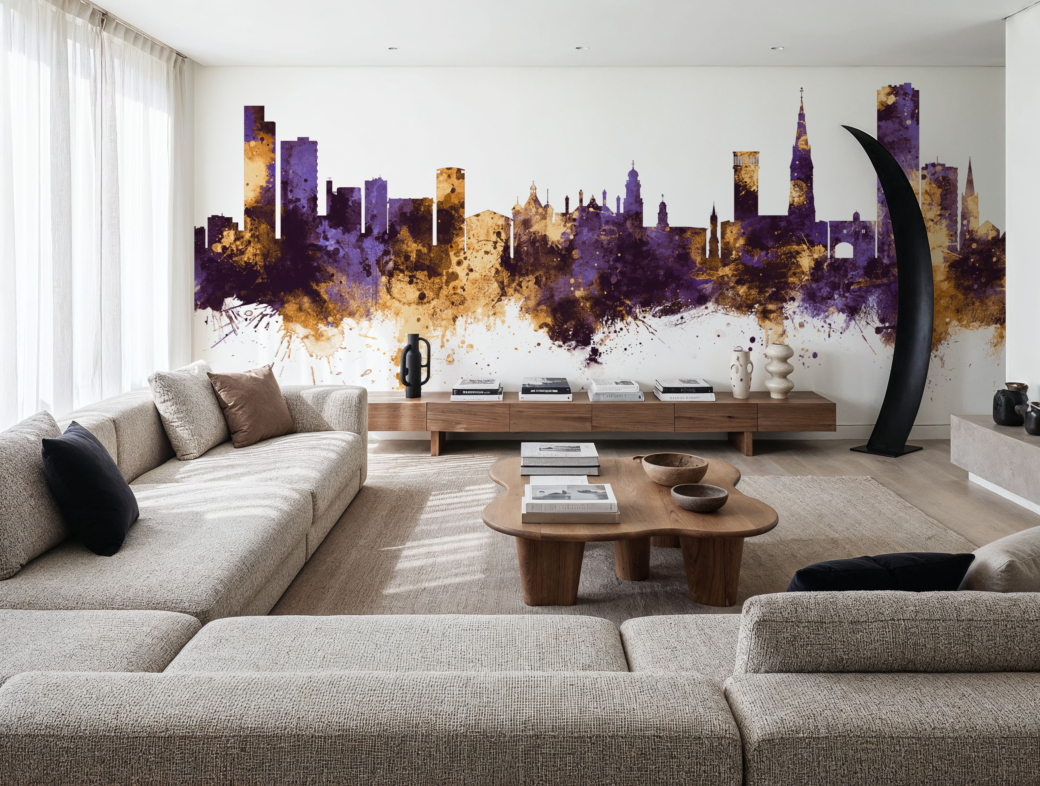 Leicester England Skyline Purple & Gold