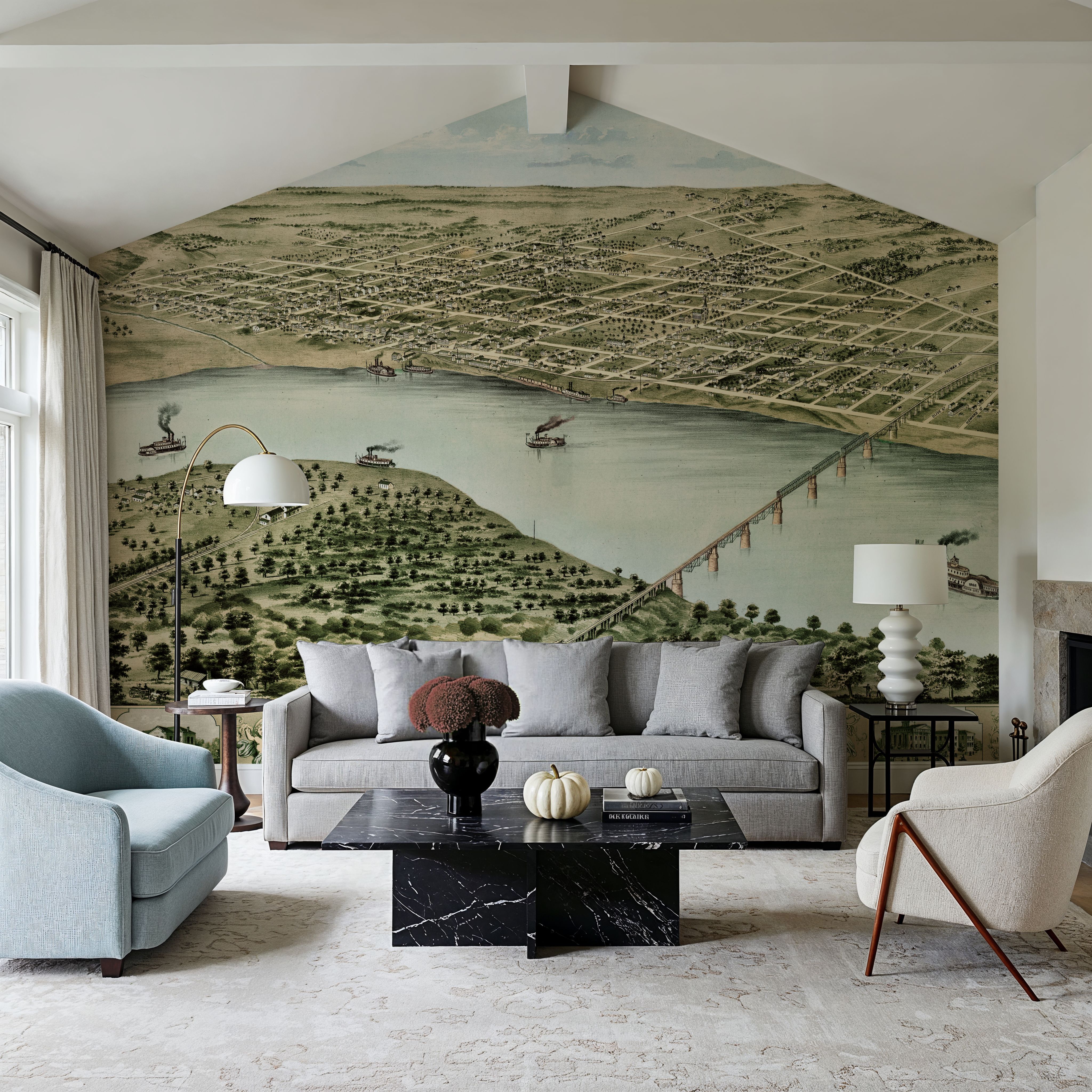 Old Aerial View of Saint Charles, Missouri, 1869