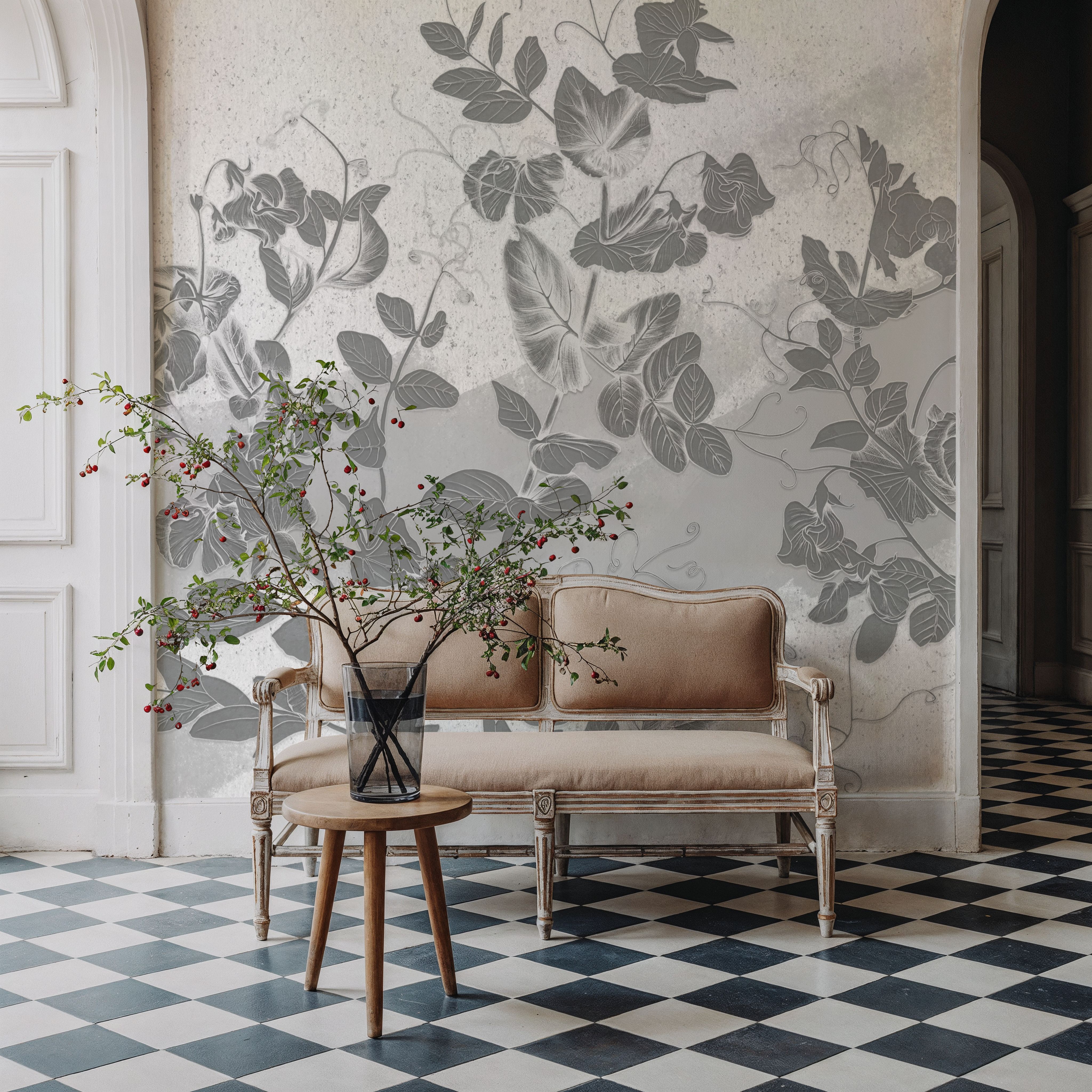 Sweet Peas Stroke Gray