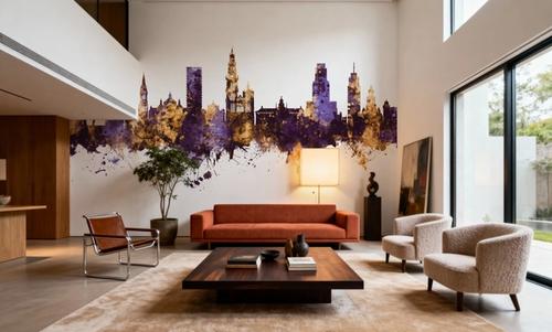 Antwerp Belgium Skyline Purple & Gold