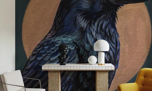 Crow By Golden Moon
