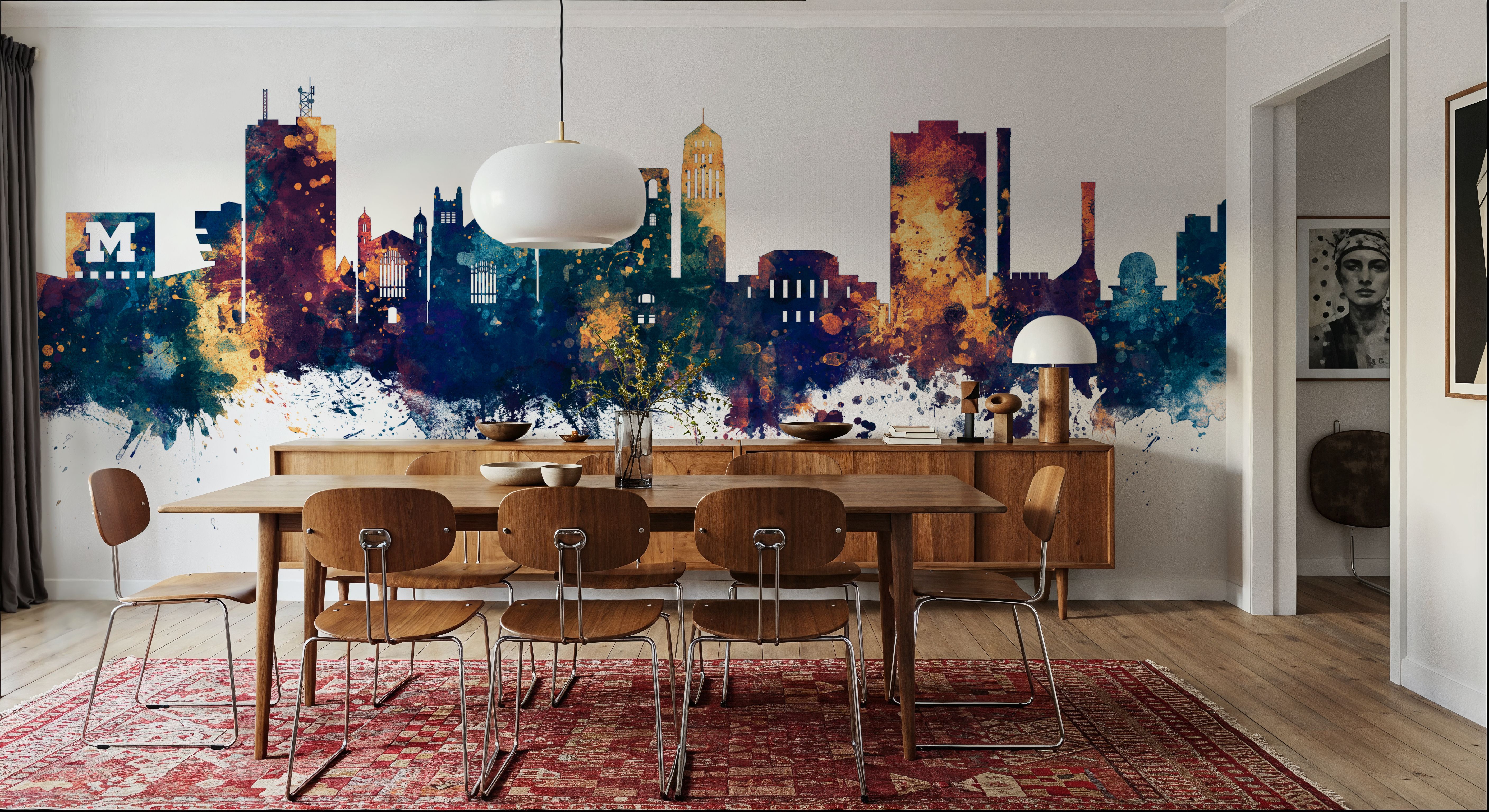 Ann Arbor Michigan Skyline Blue & Bronze