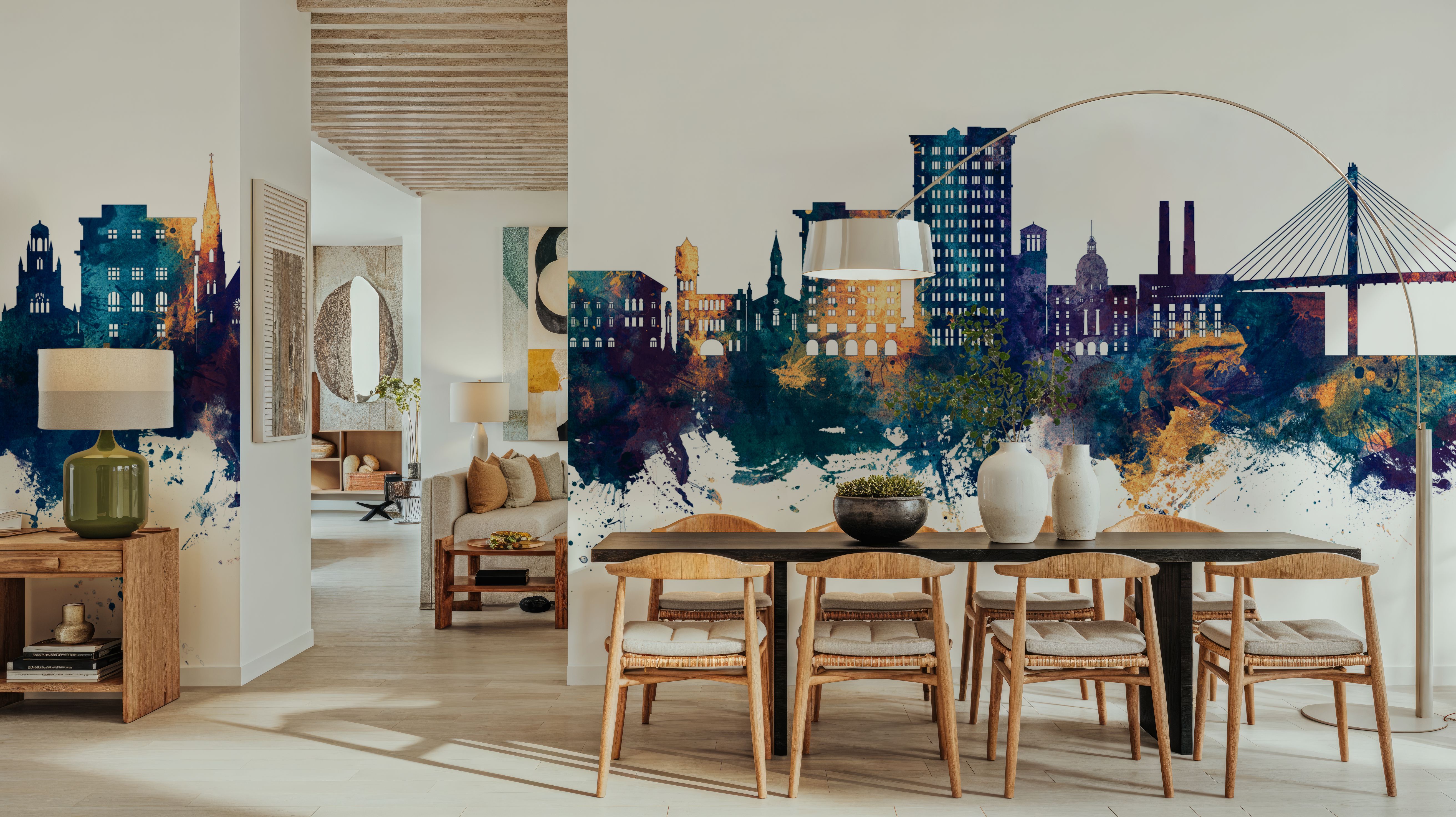 Savannah Georgia Skyline Blue & Bronze