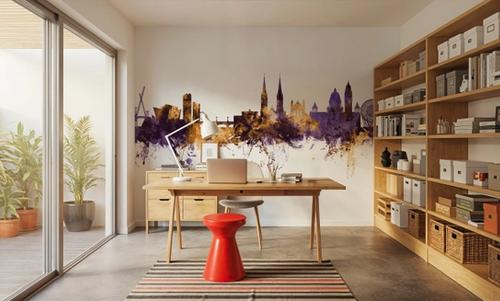 Belfast Northern Ireland Skyline Purple & Gold