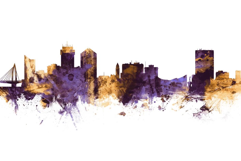 Wichita Kansas Skyline Purple & Gold