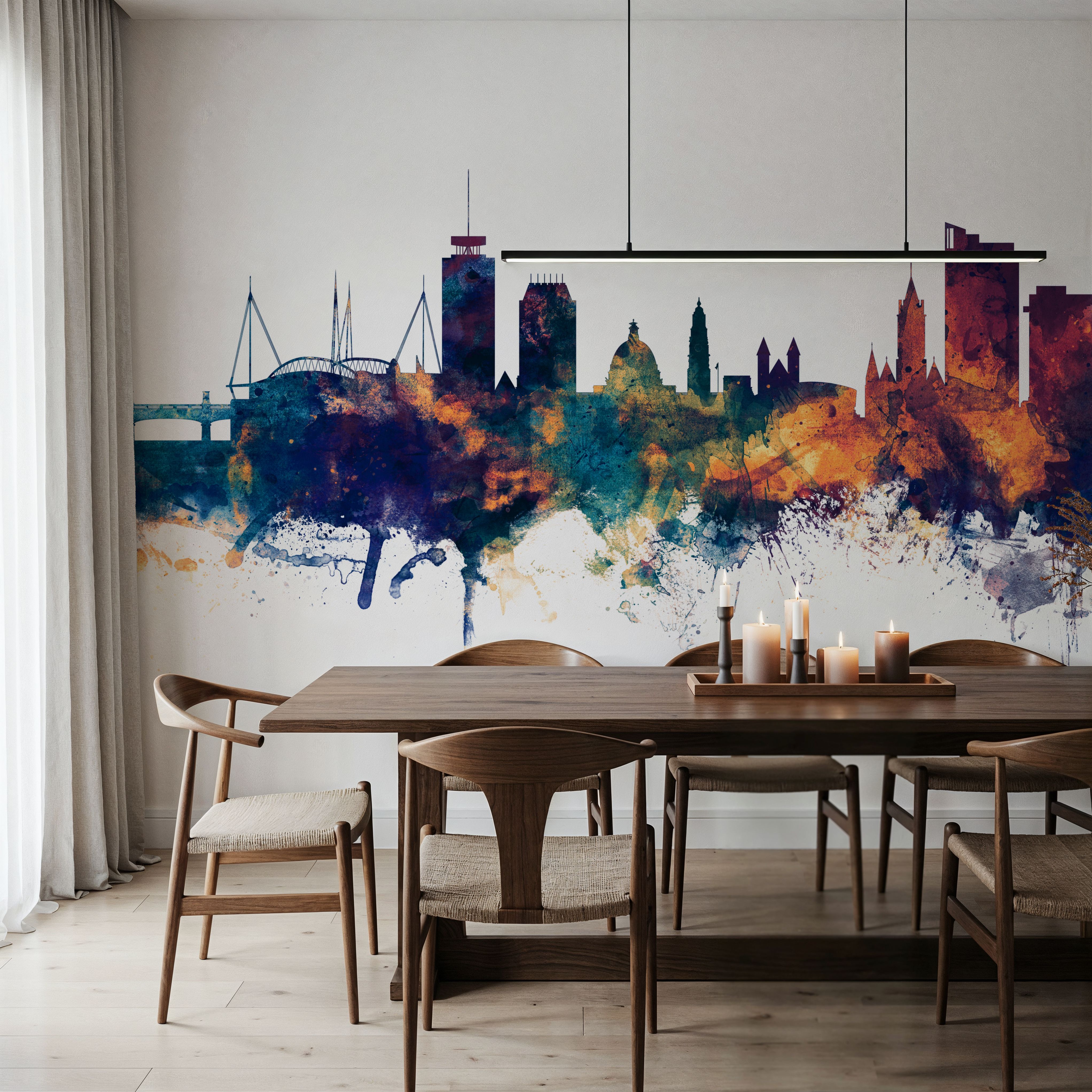 Cardiff Wales Skyline Blue & Bronze