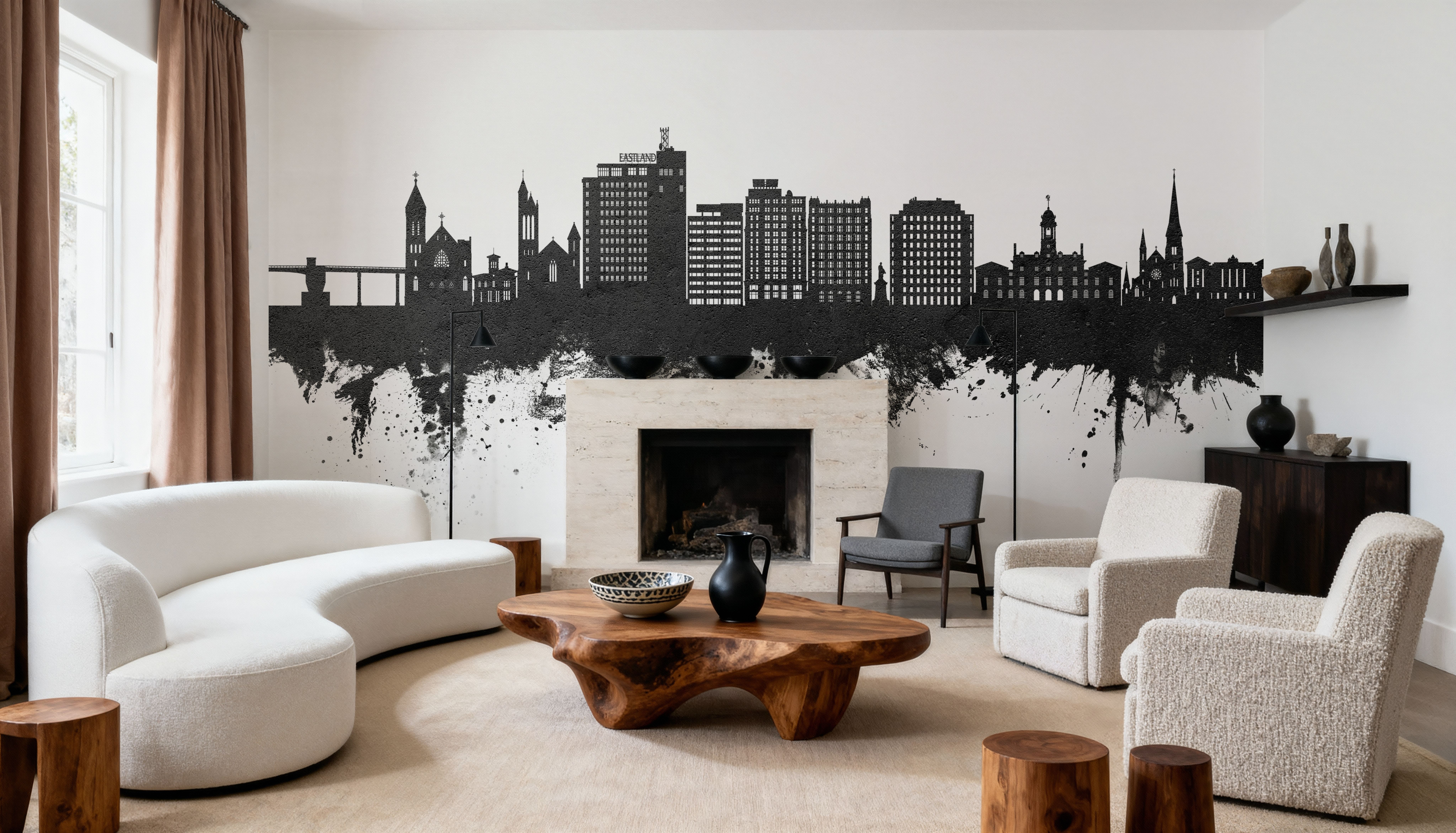 Portland Maine Skyline Black & White