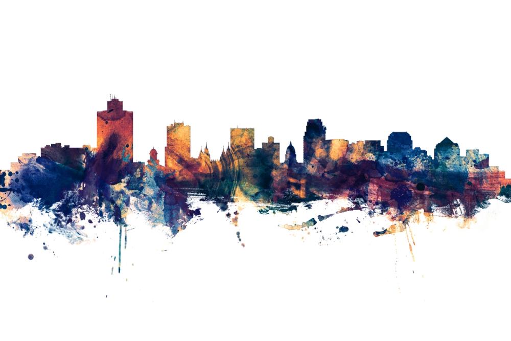 Salt Lake City Utah Skyline Blue & Bronze