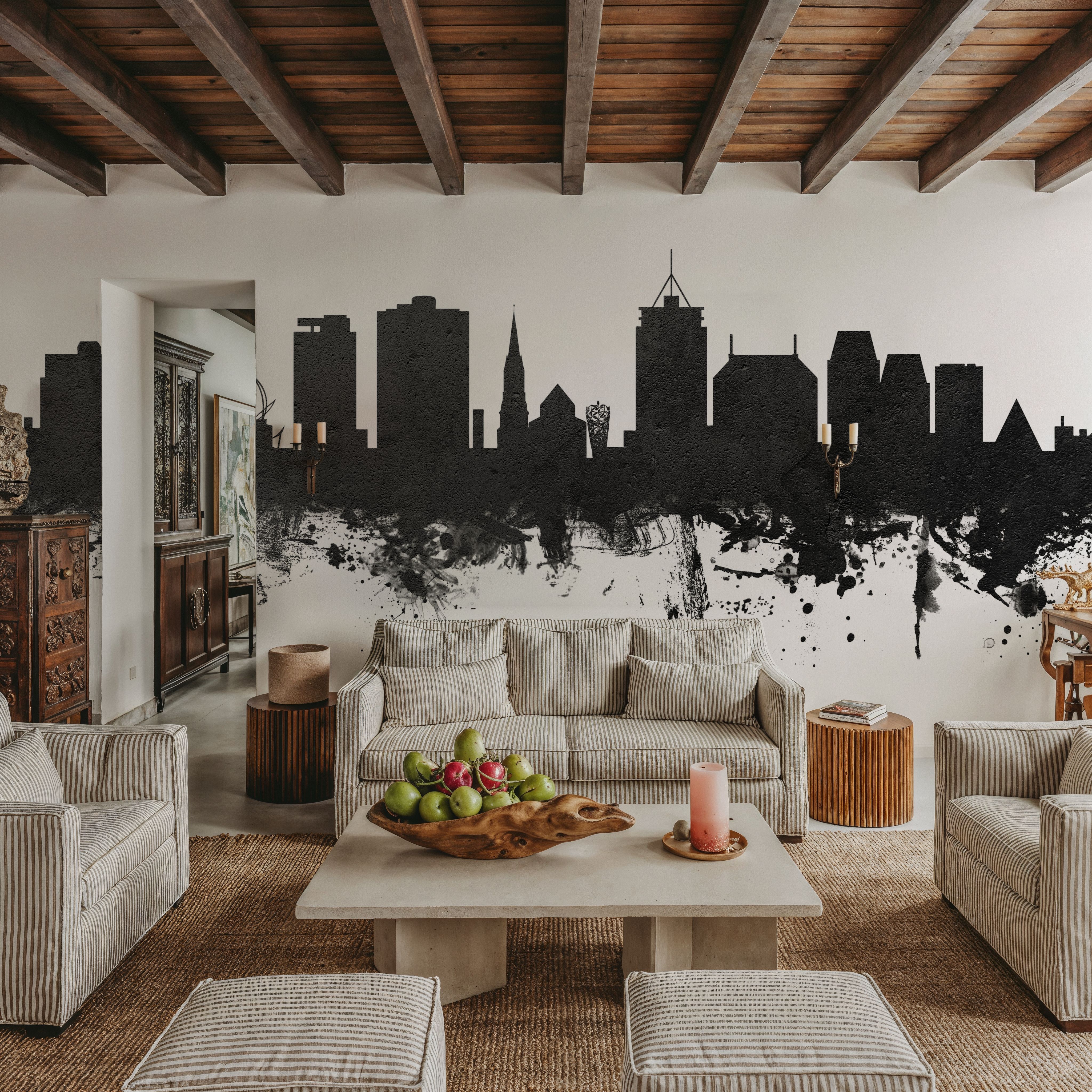 Christchurch New Zealand Skyline Black & White