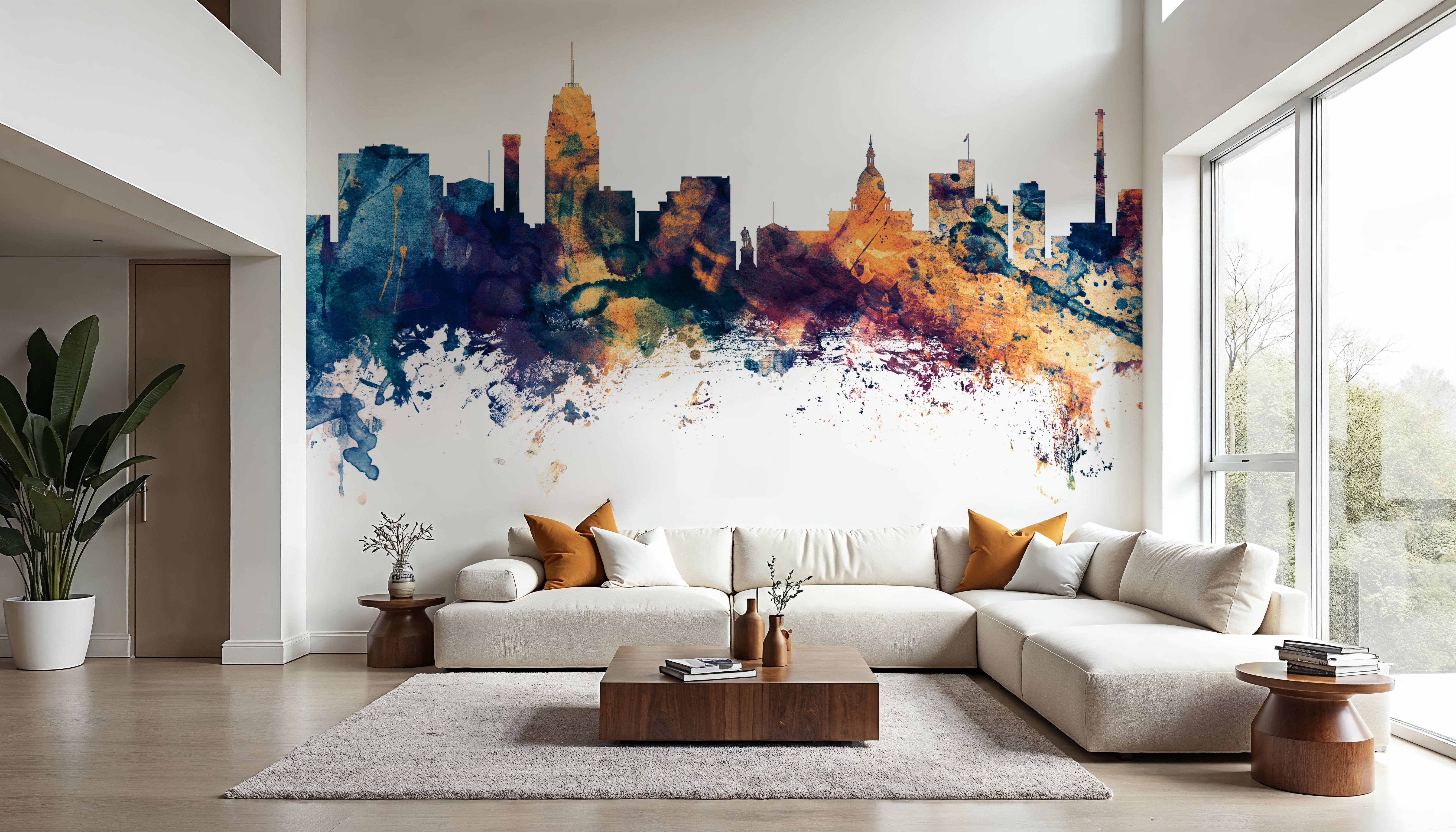 Lansing Michigan Skyline Blue & Bronze