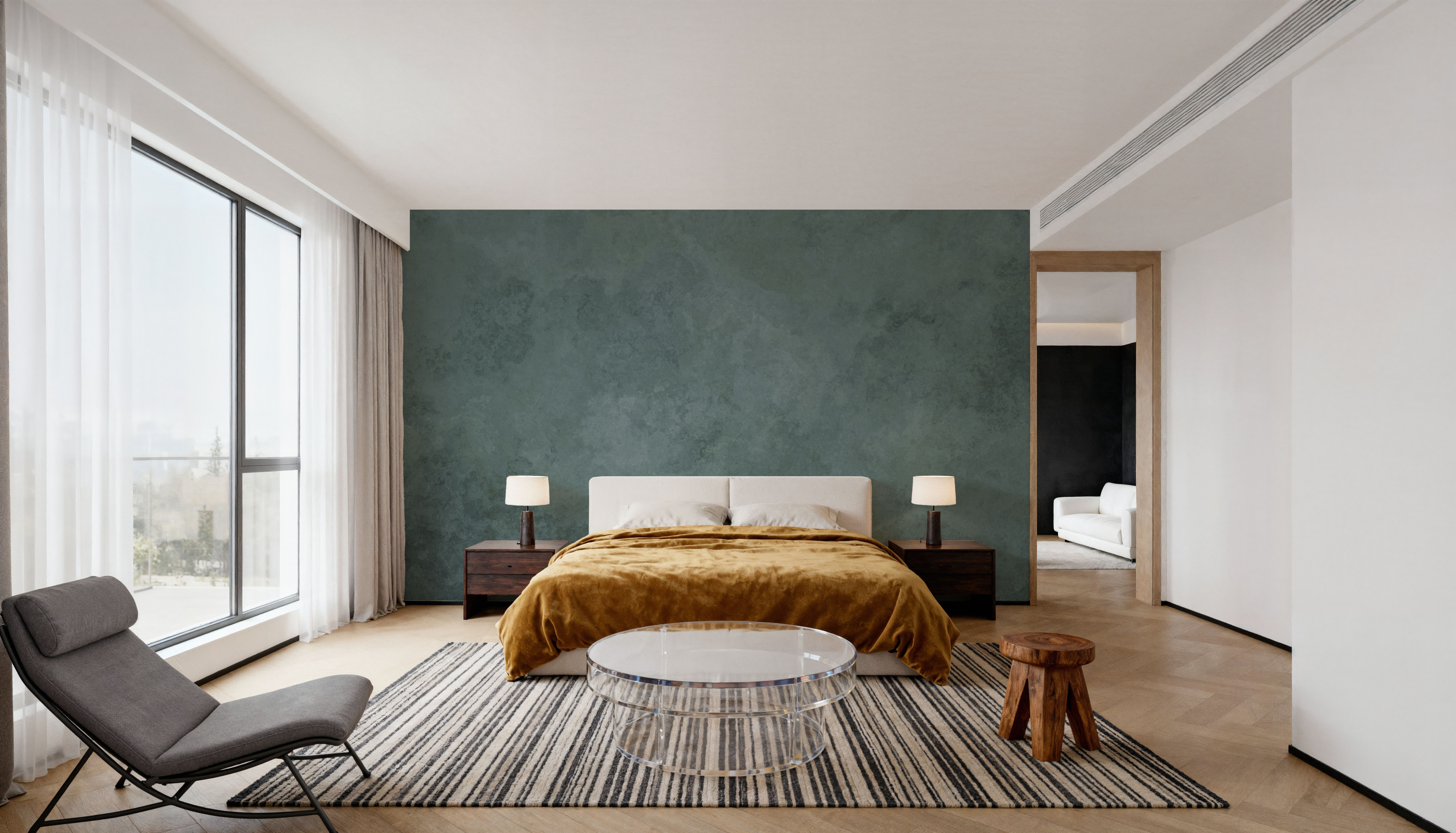 Subtle Plaster Wall, Forest Green