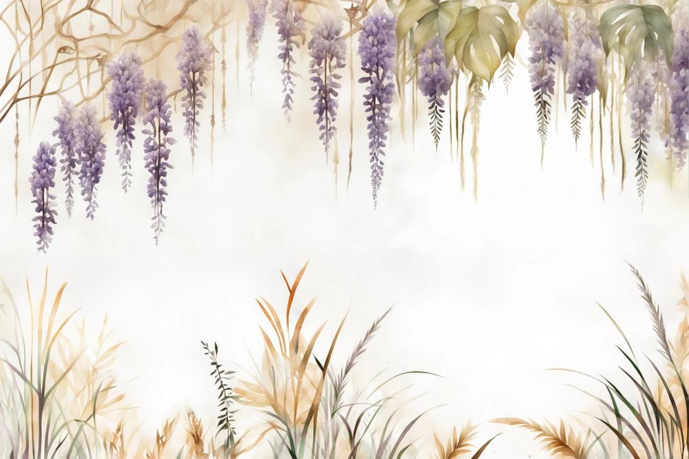 Wisteria and Field Grasses