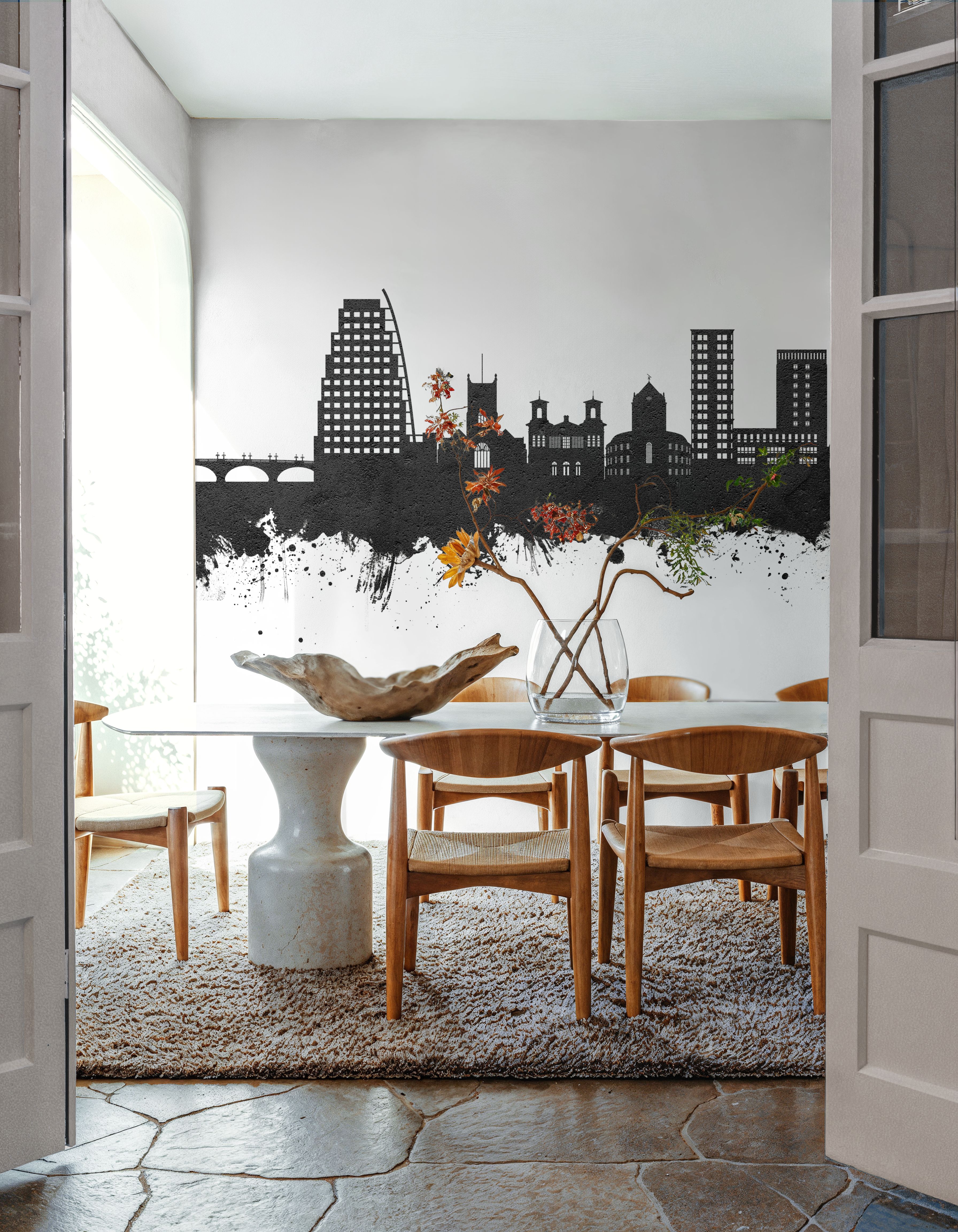 Kingston upon Thames England Skyline Black & White