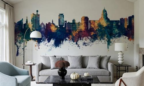 Madison Wisconsin Skyline Blue & Bronze