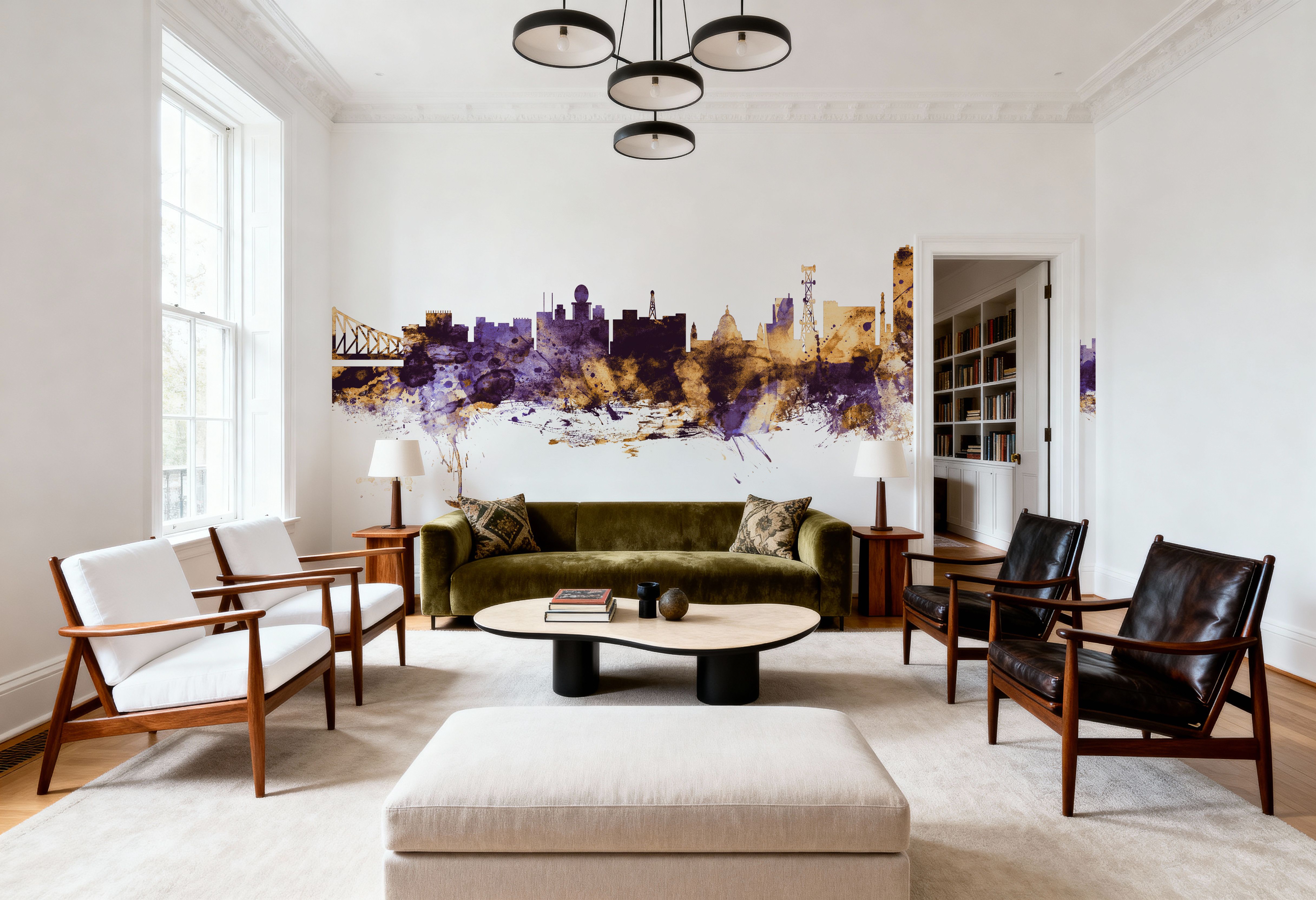 Kolkata (Calcutta) India Skyline Purple & Gold