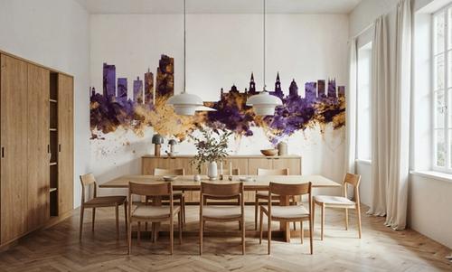 Leeds England Skyline Purple & Gold