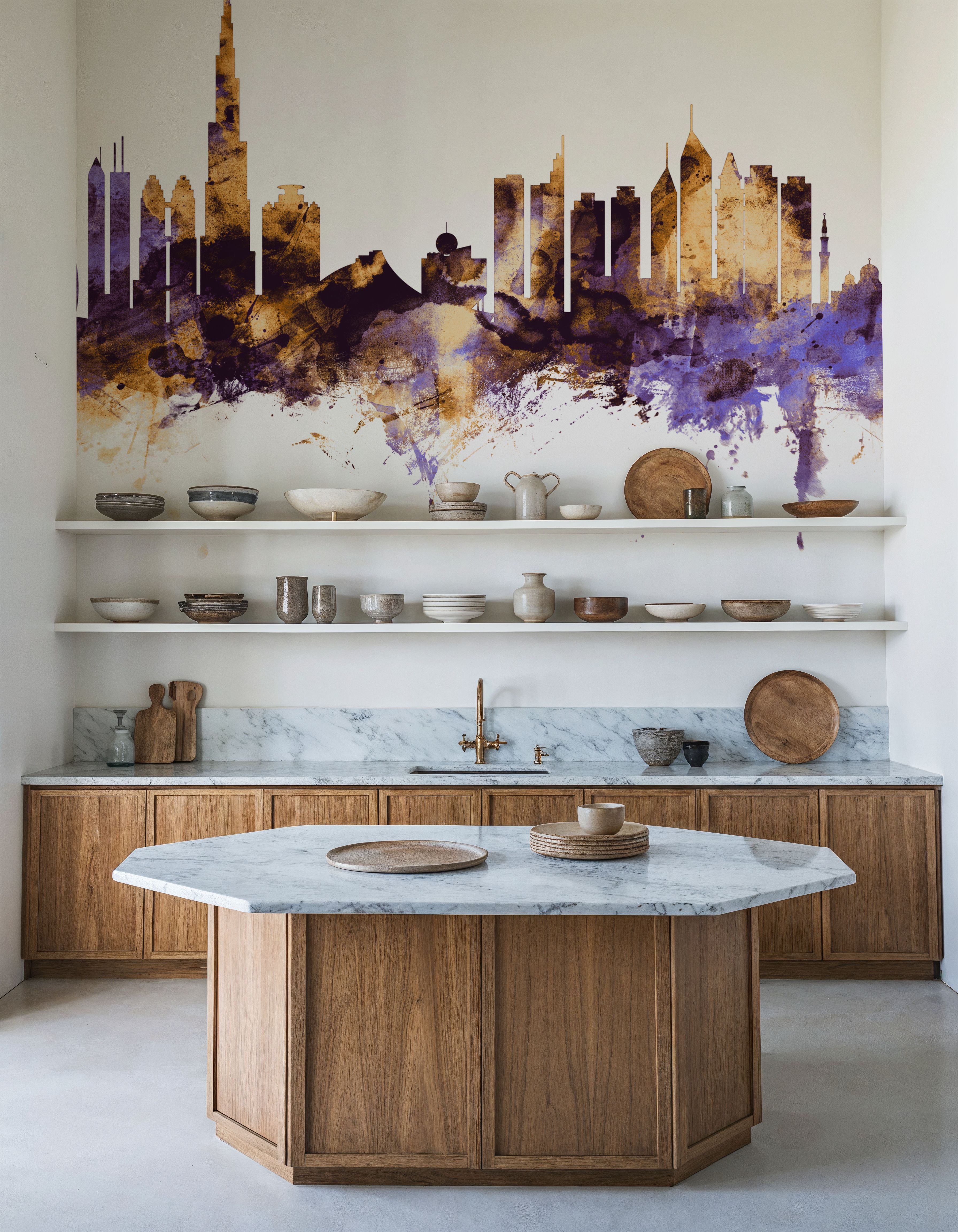 Dubai Skyline Purple & Gold