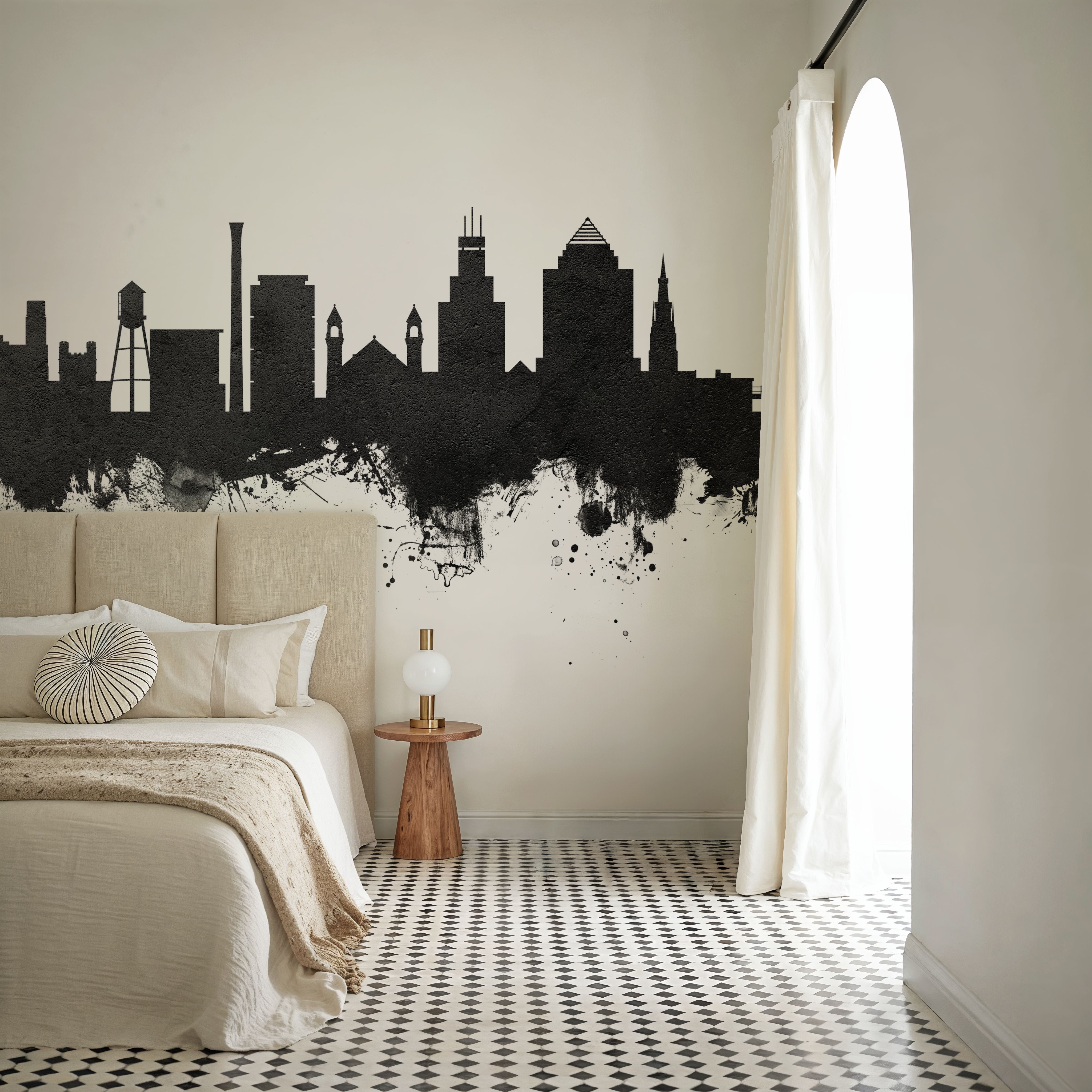 Durham North Carolina Skyline Black & White