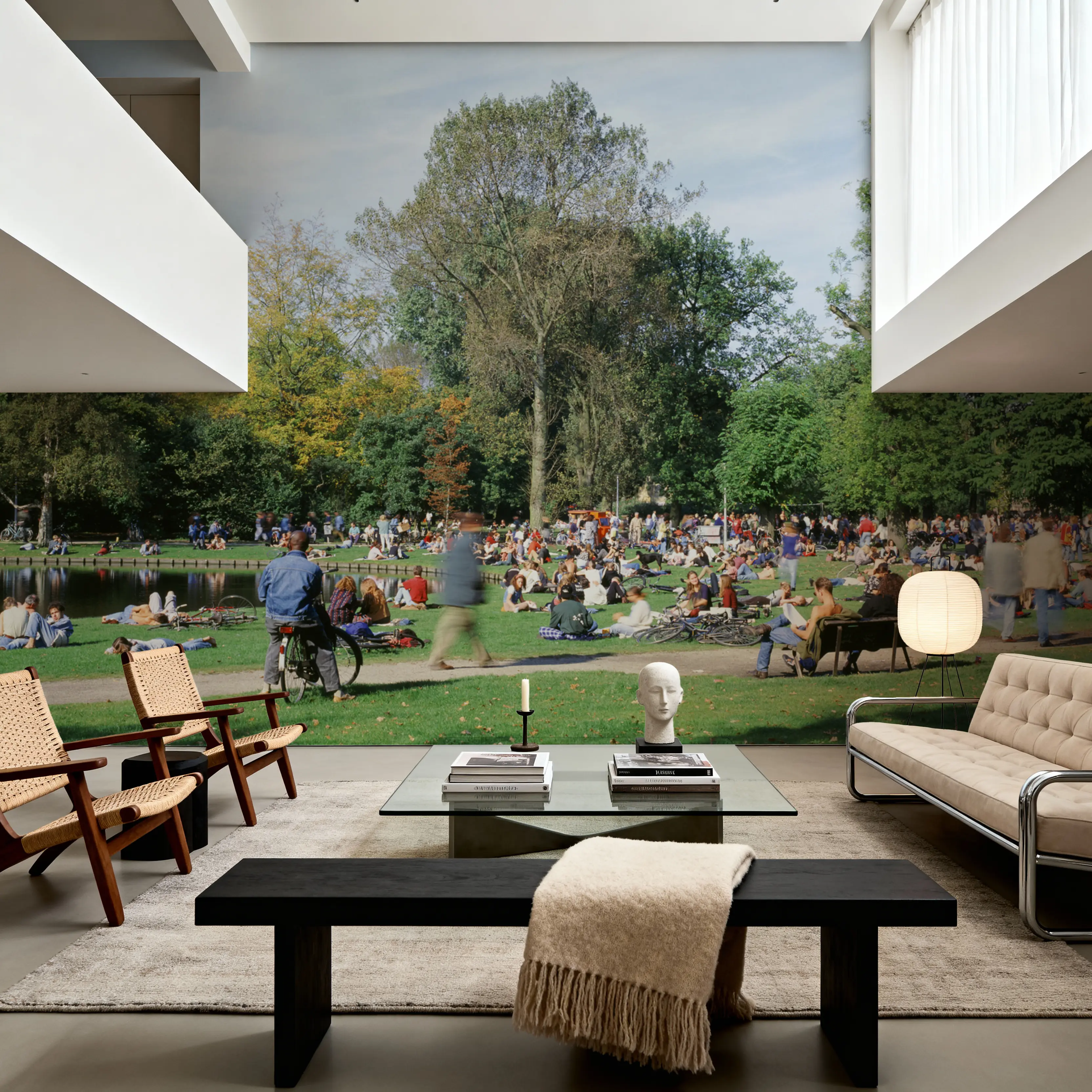 Wall Mural - Summer Park Leisure - Foliage Skies mural wallpaper - Green - Dining Room - Wallism Ireland - Peel & Stick or Paste-the-Wall