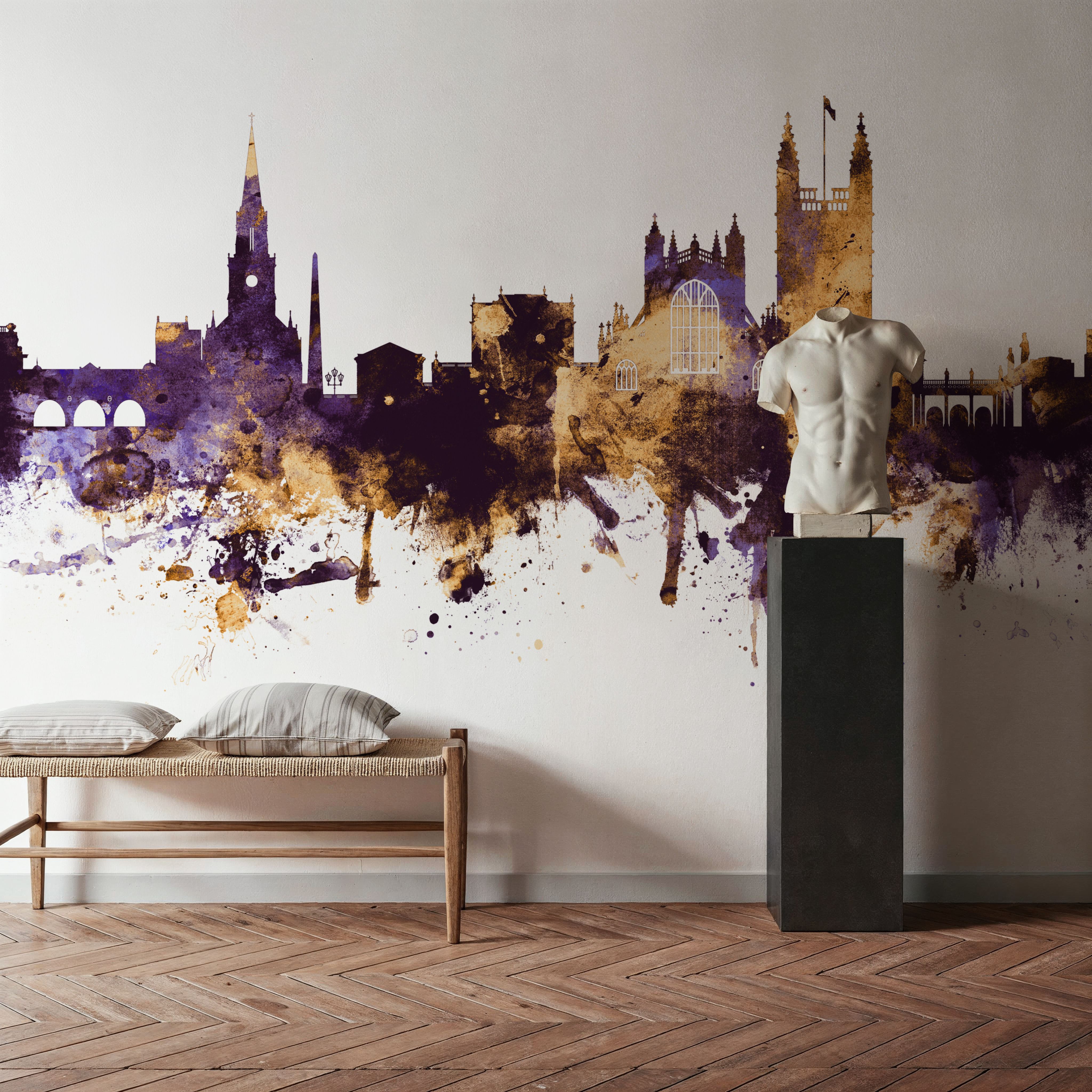 Bath England Skyline Purple & Gold