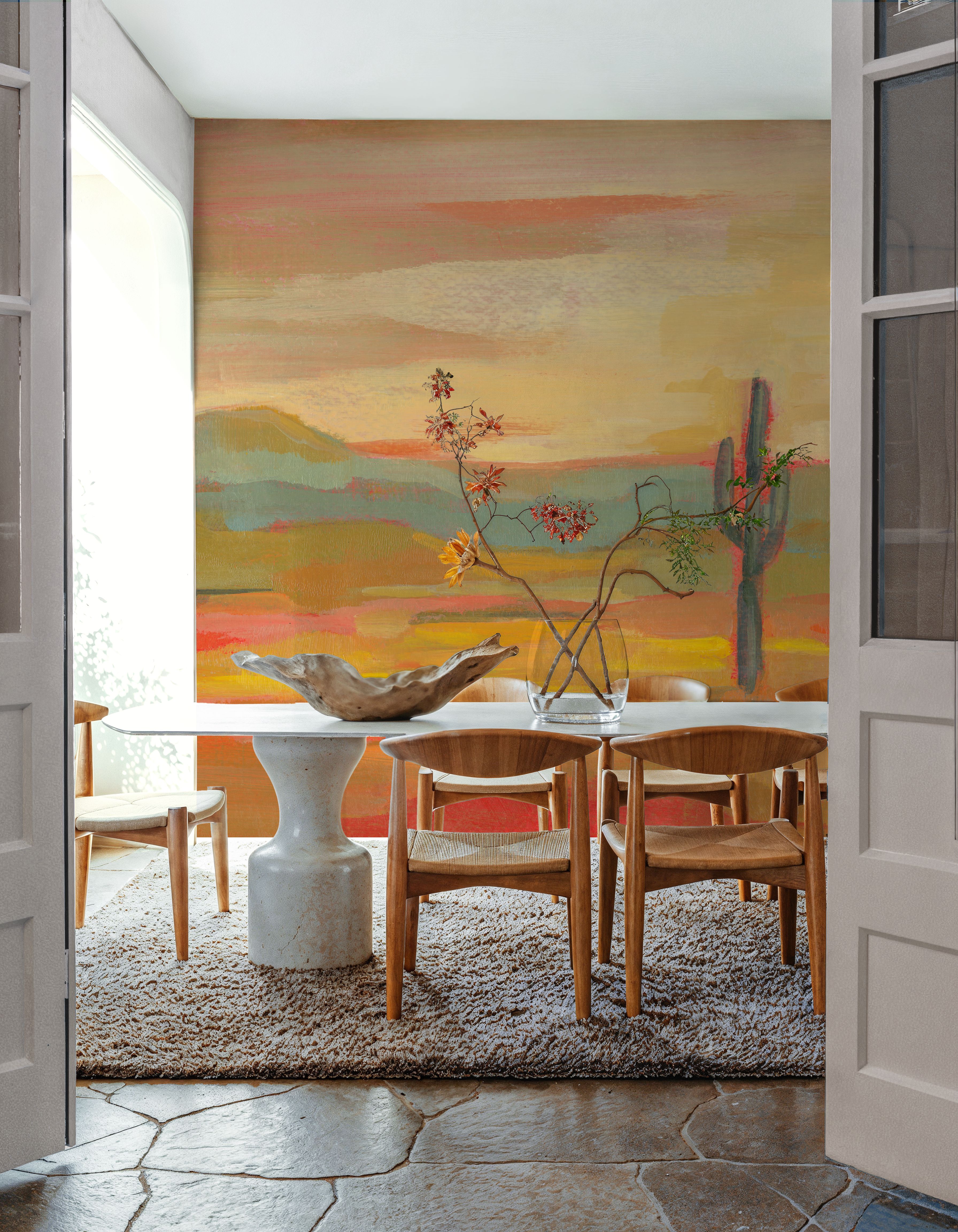 Wall Mural - Saguaro Desert - Abstract Desert mural wallpaper - Offices - Wallism US - Premium, Textured or Peel & Stick