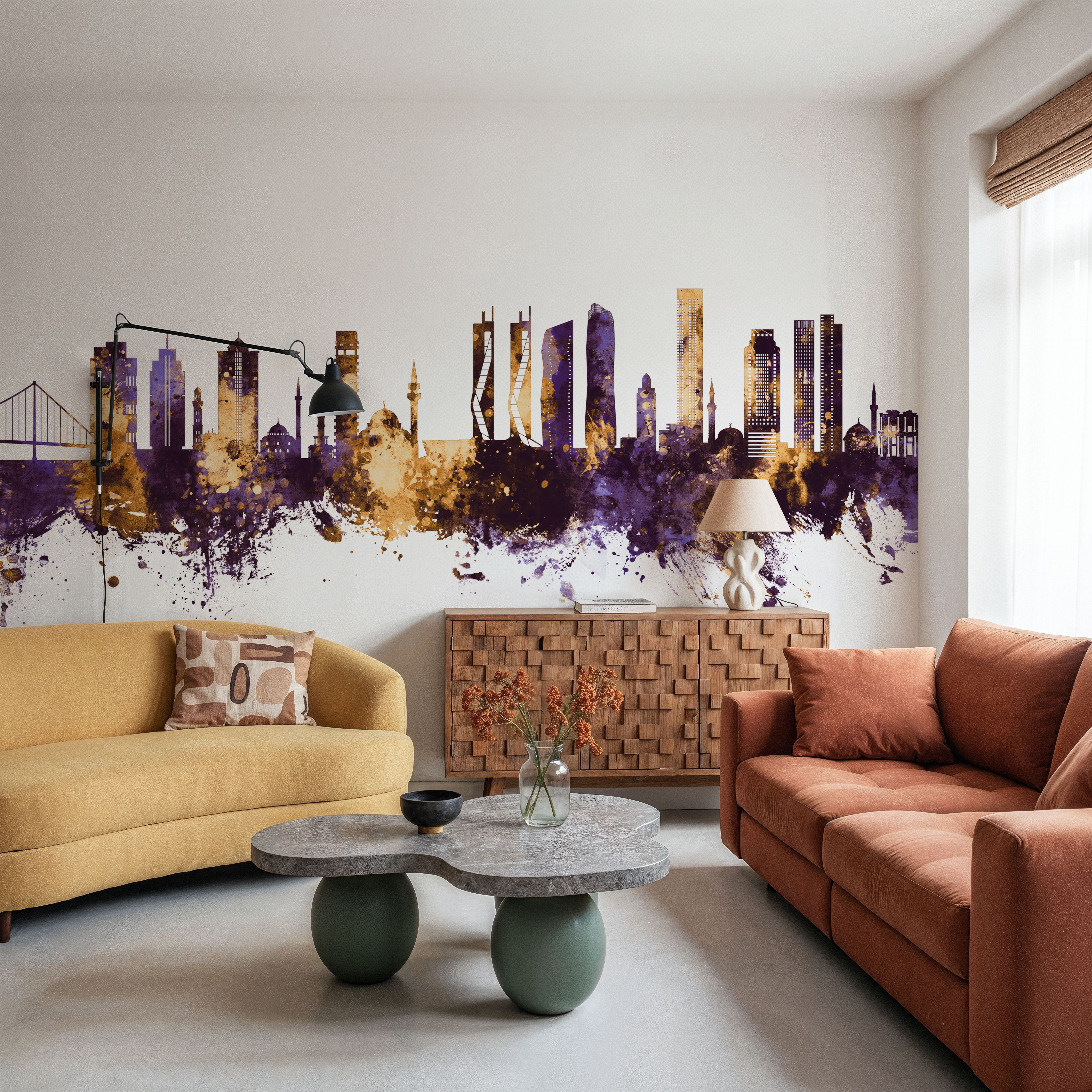 Izmir Turkey Skyline Purple & Gold