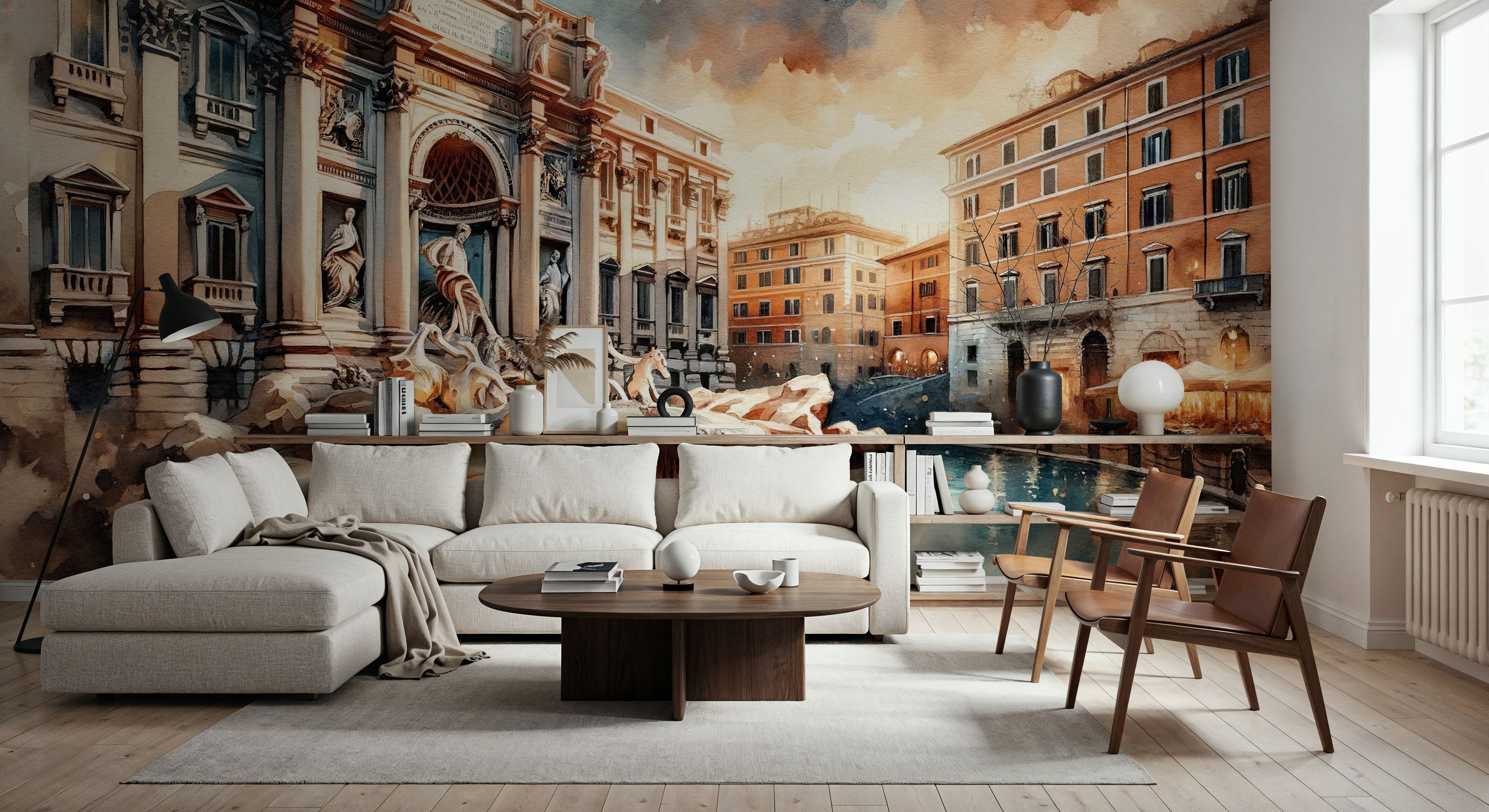 Watercolor Trevi Fountain Rome