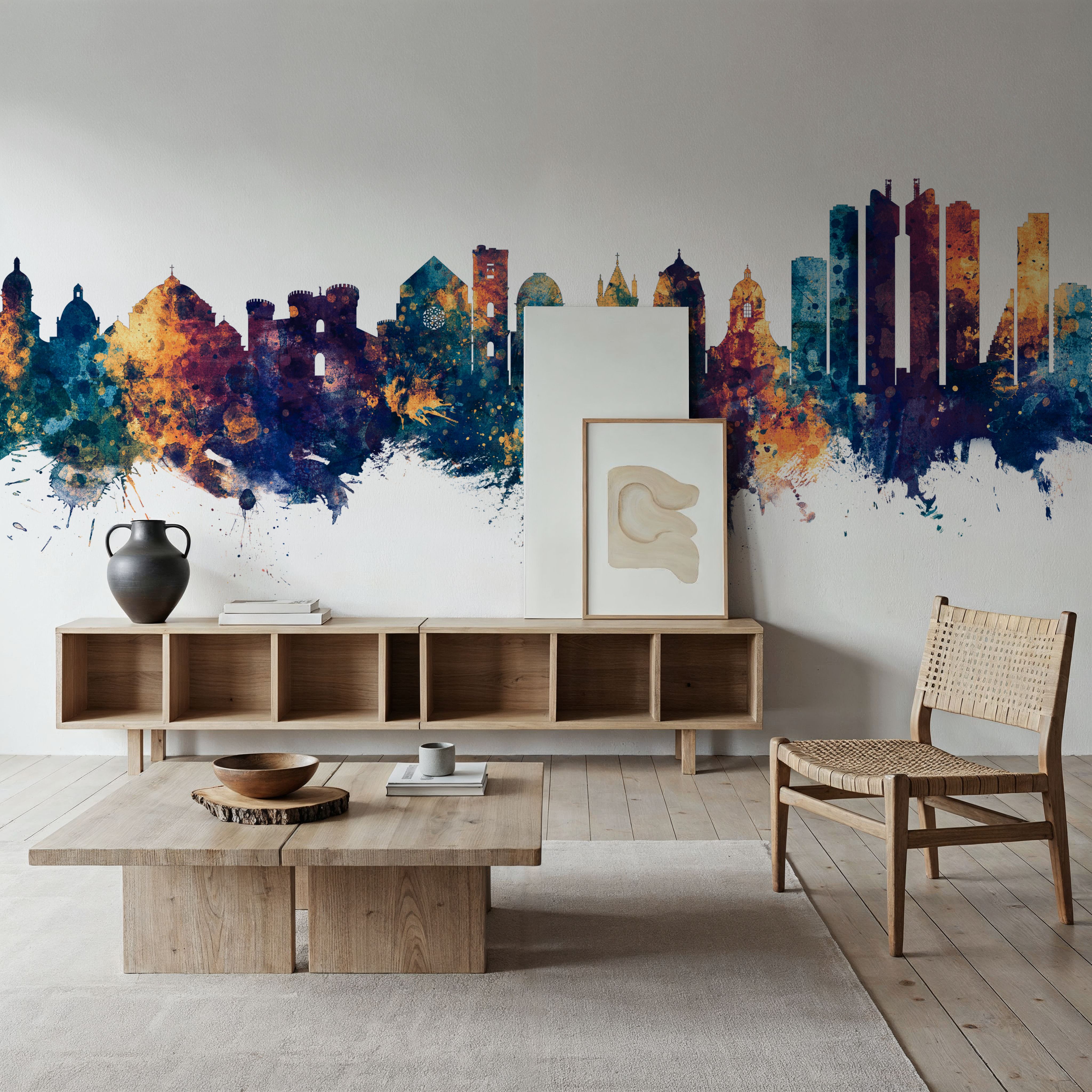 Naples Italy Skyline Blue & Bronze