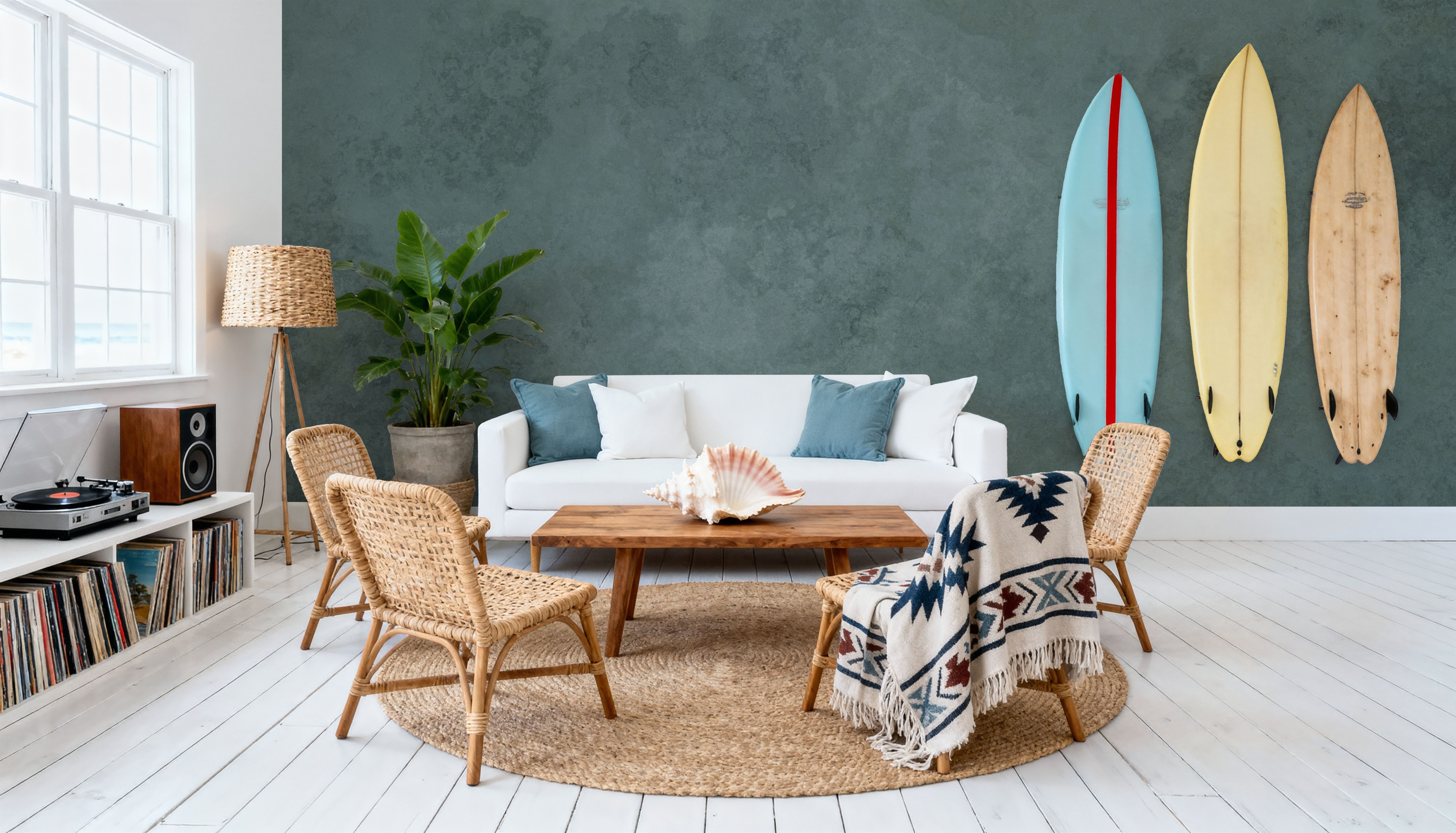 Subtle Plaster Wall, Forest Green