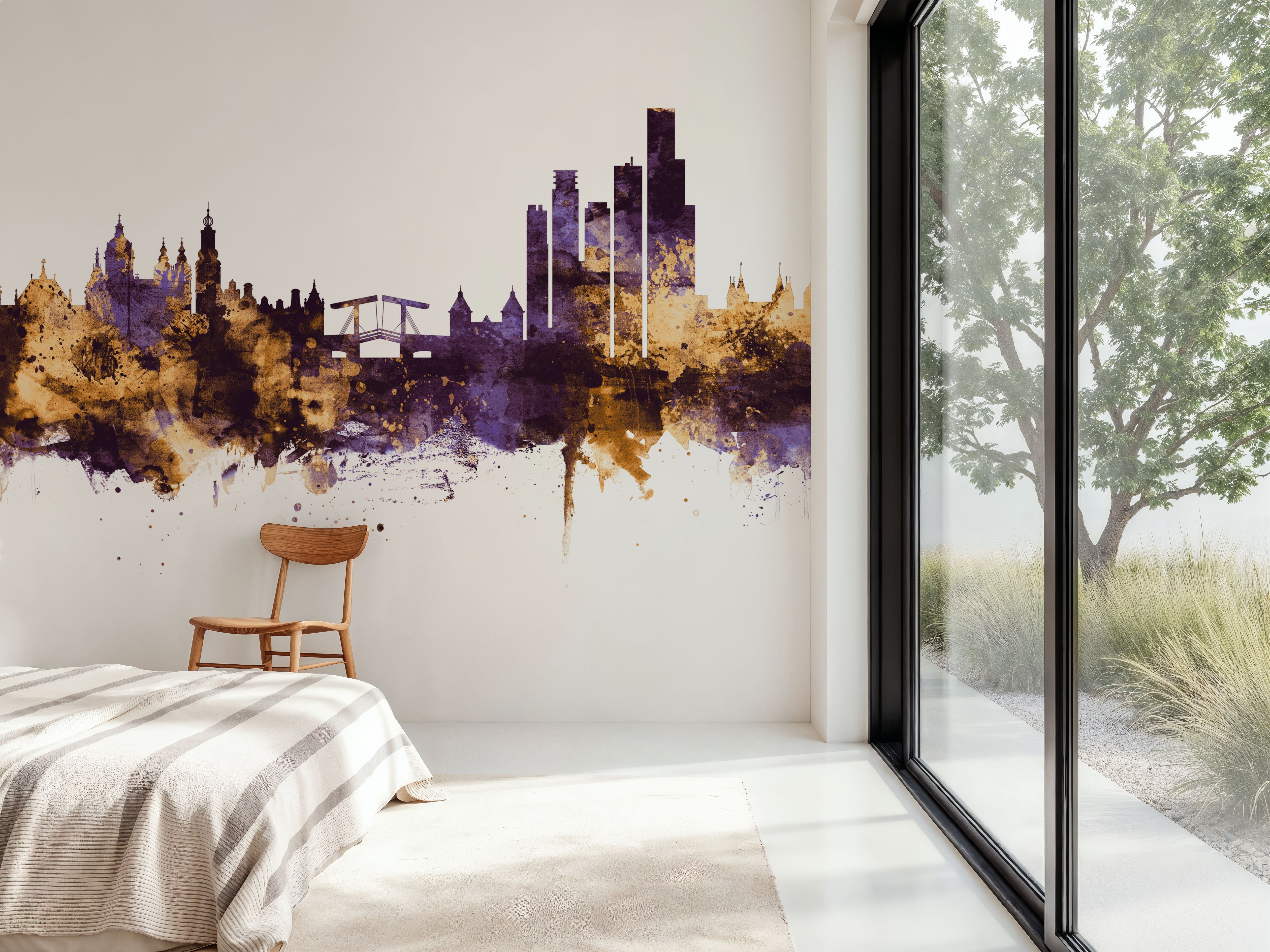 Amsterdam Skyline Purple & Gold