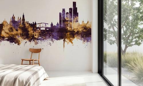 Amsterdam Skyline Purple & Gold