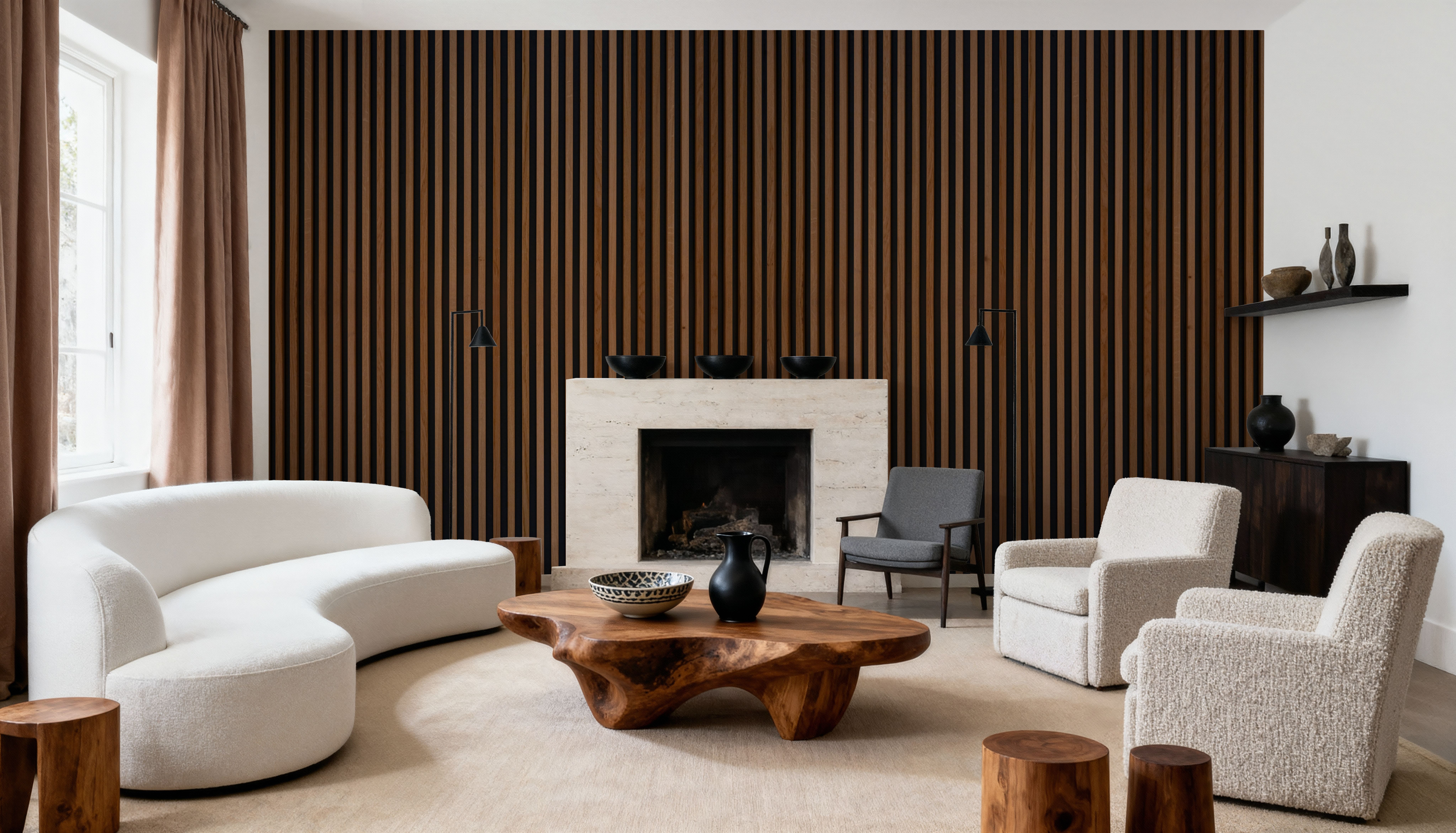 Faux Slatted Wood Panel