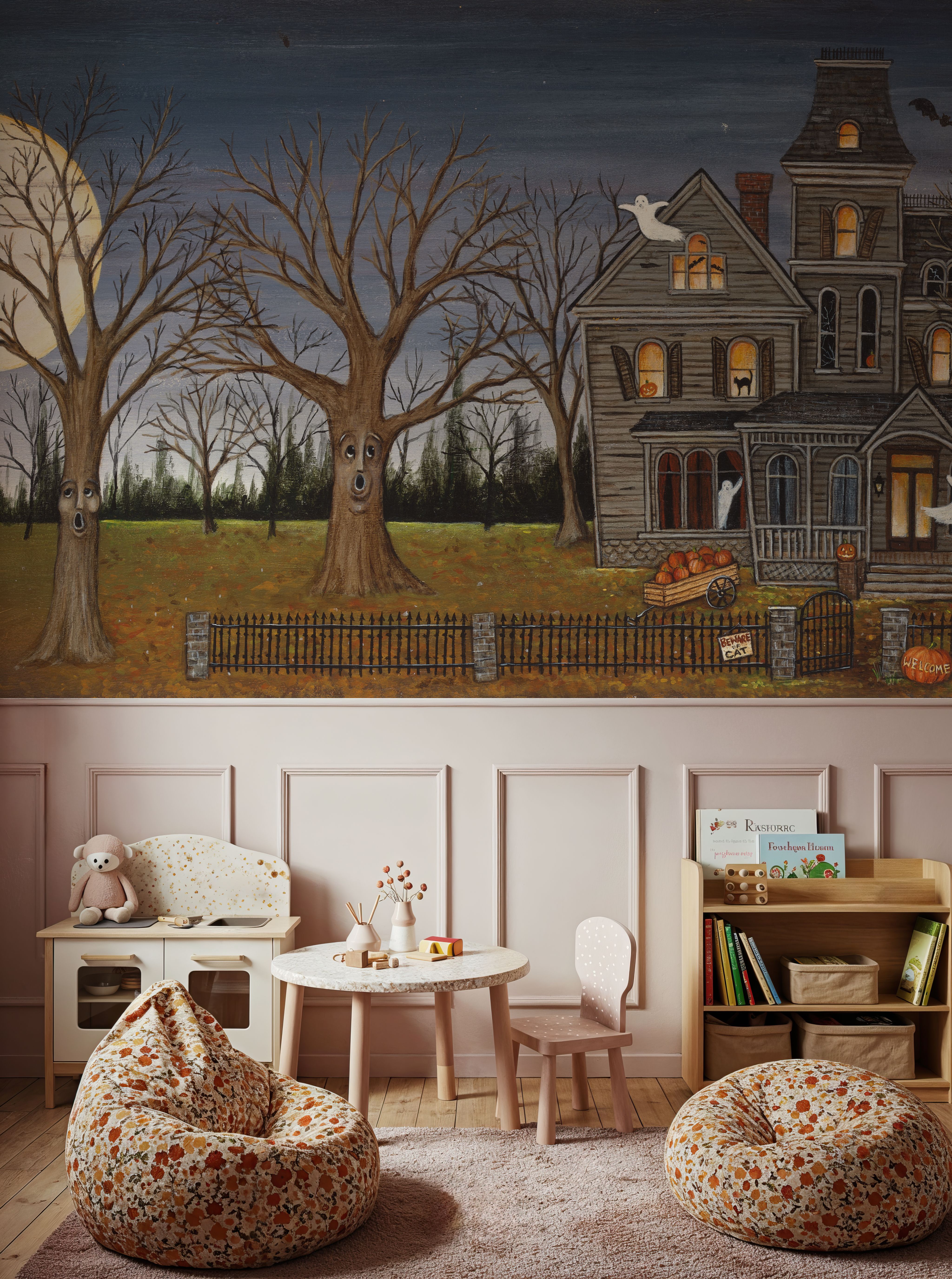 Haunted House with Full Moon