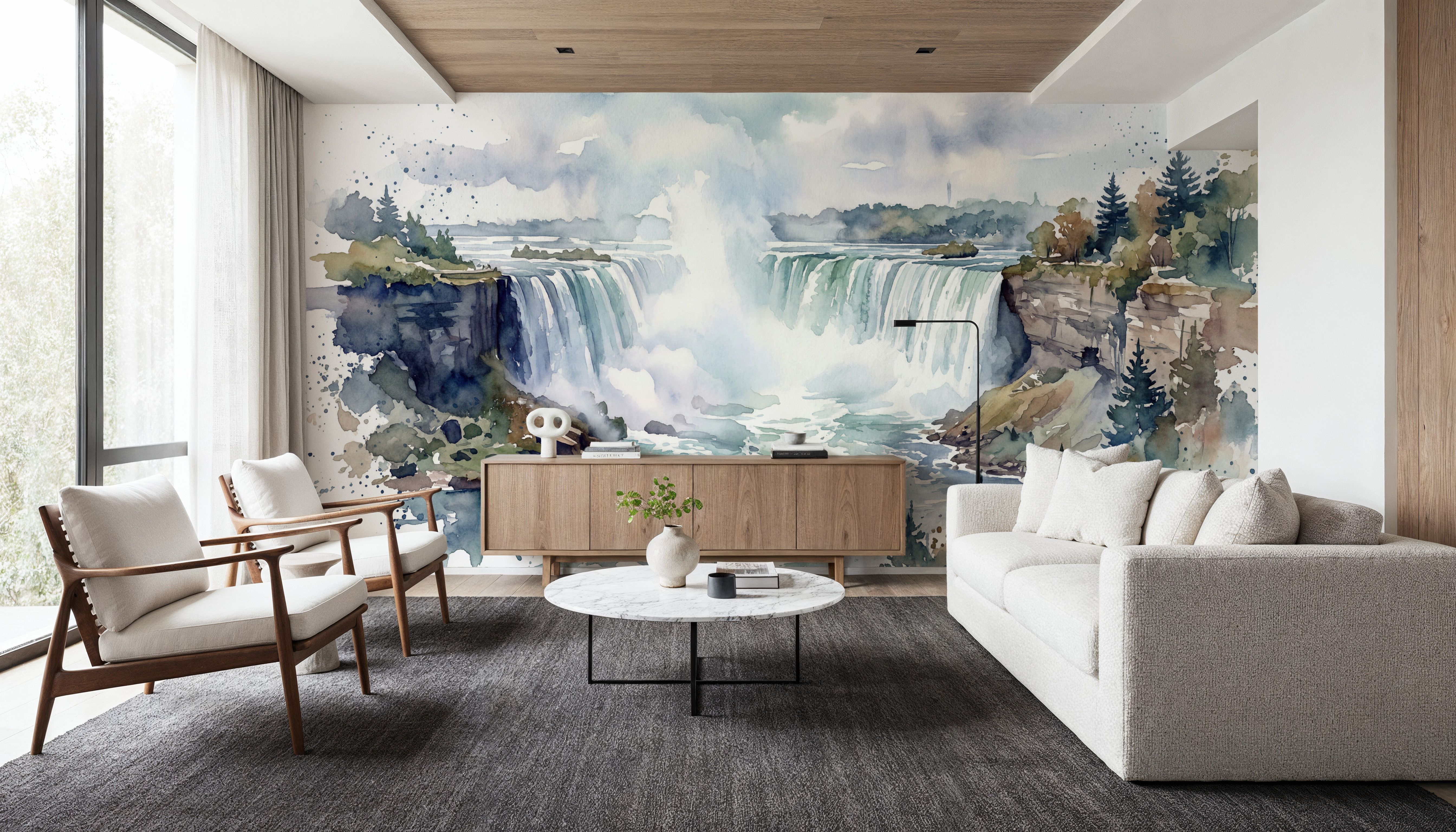 Northern Waterfall - Watercolor Landscapes Series