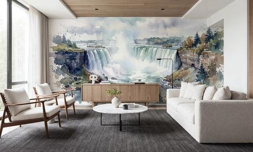Northern Waterfall - Watercolor Landscapes Series