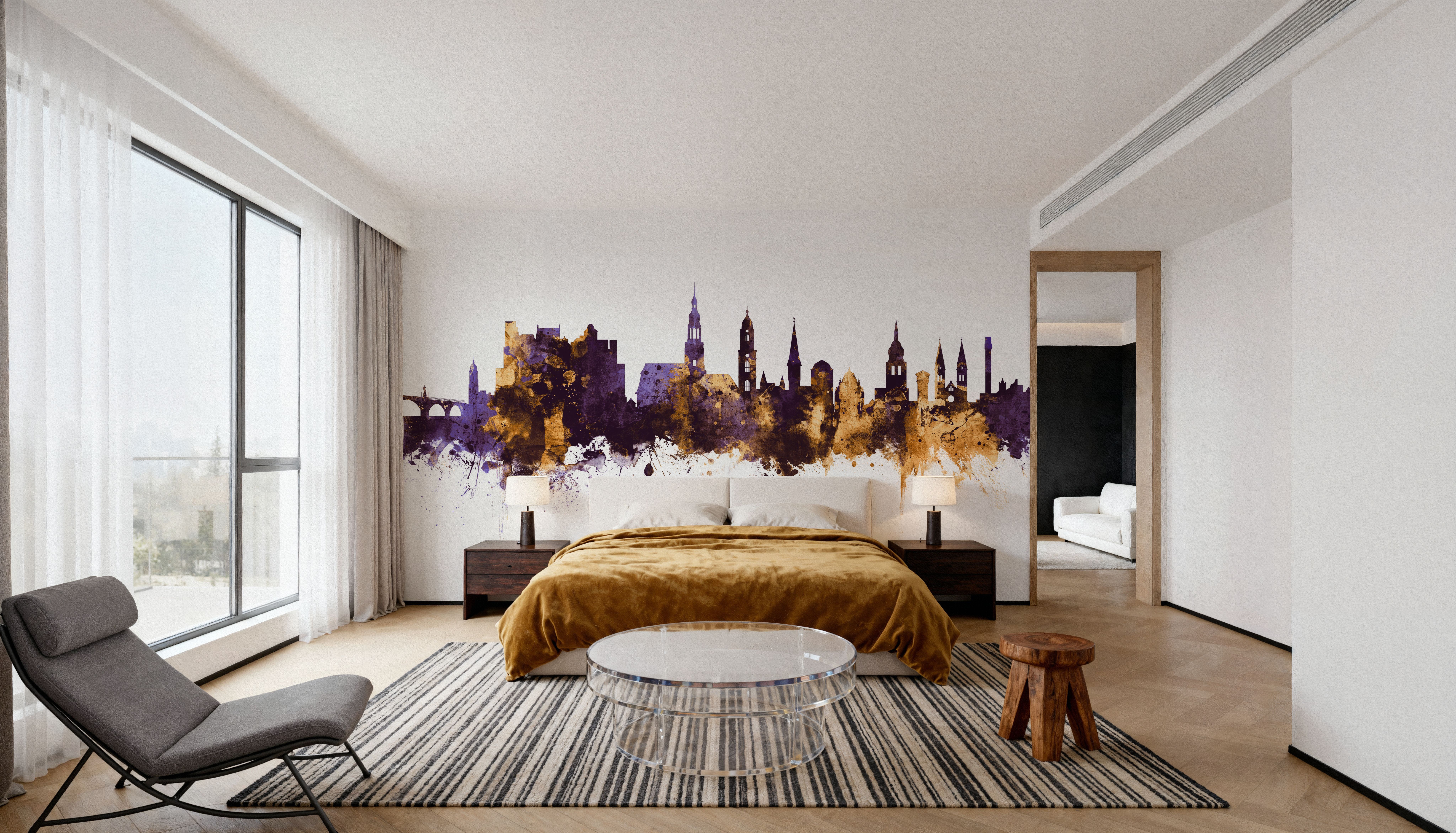 Heidelberg Germany Skyline Purple & Gold