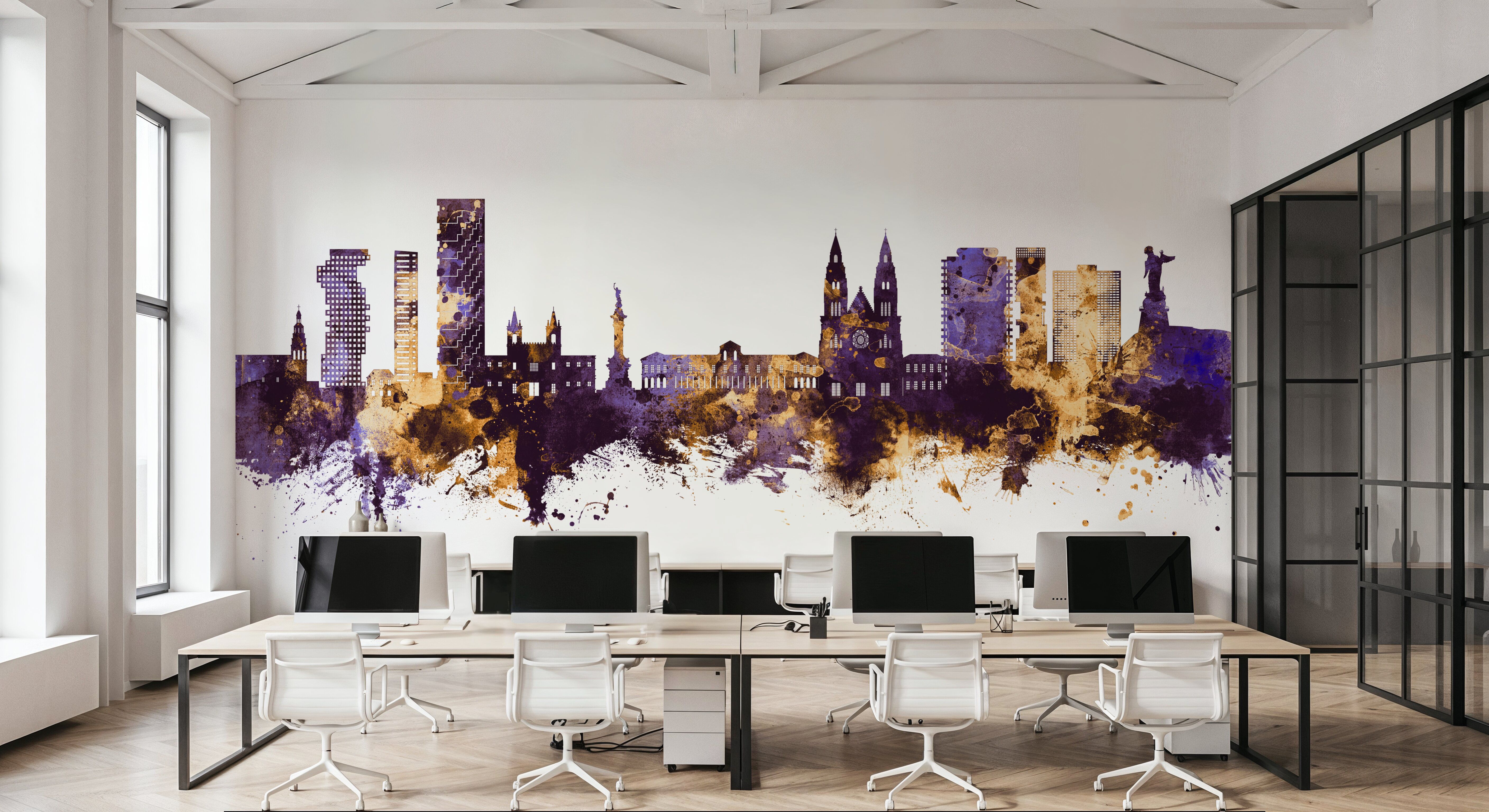 Quito Ecuador Skyline Purple & Gold, Wallpaper