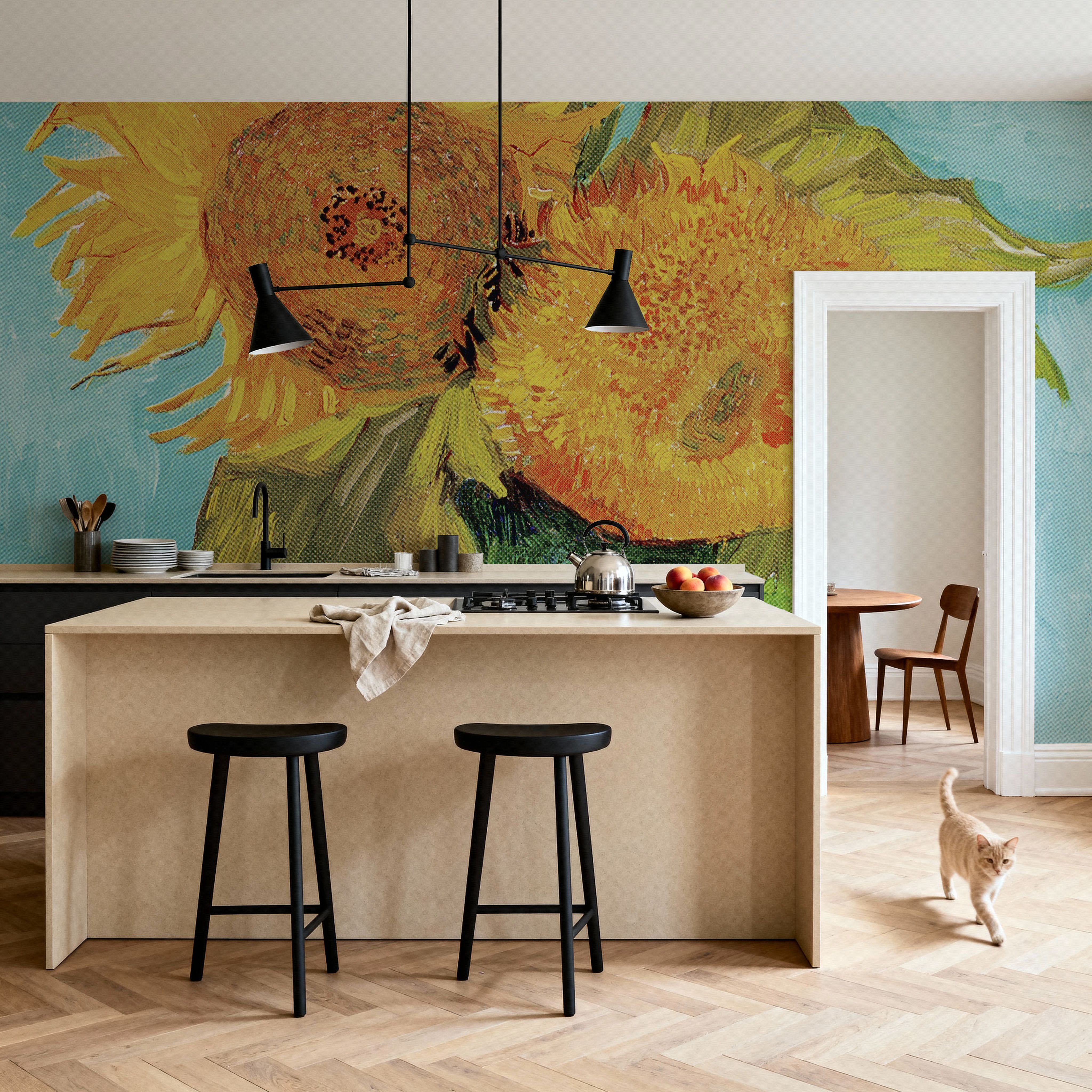 Vase with Three Sunflowers