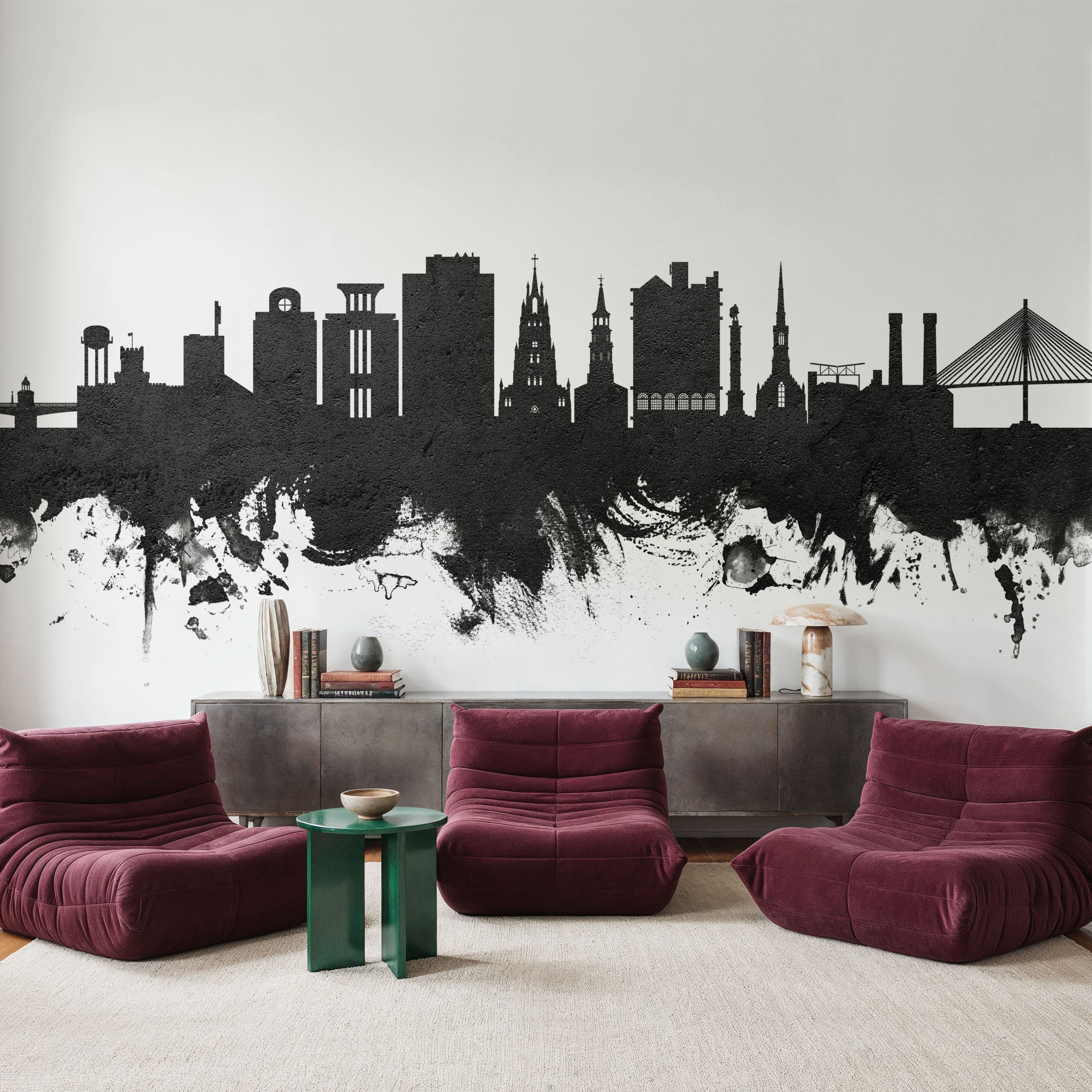 Charleston South Carolina Skyline Black & White