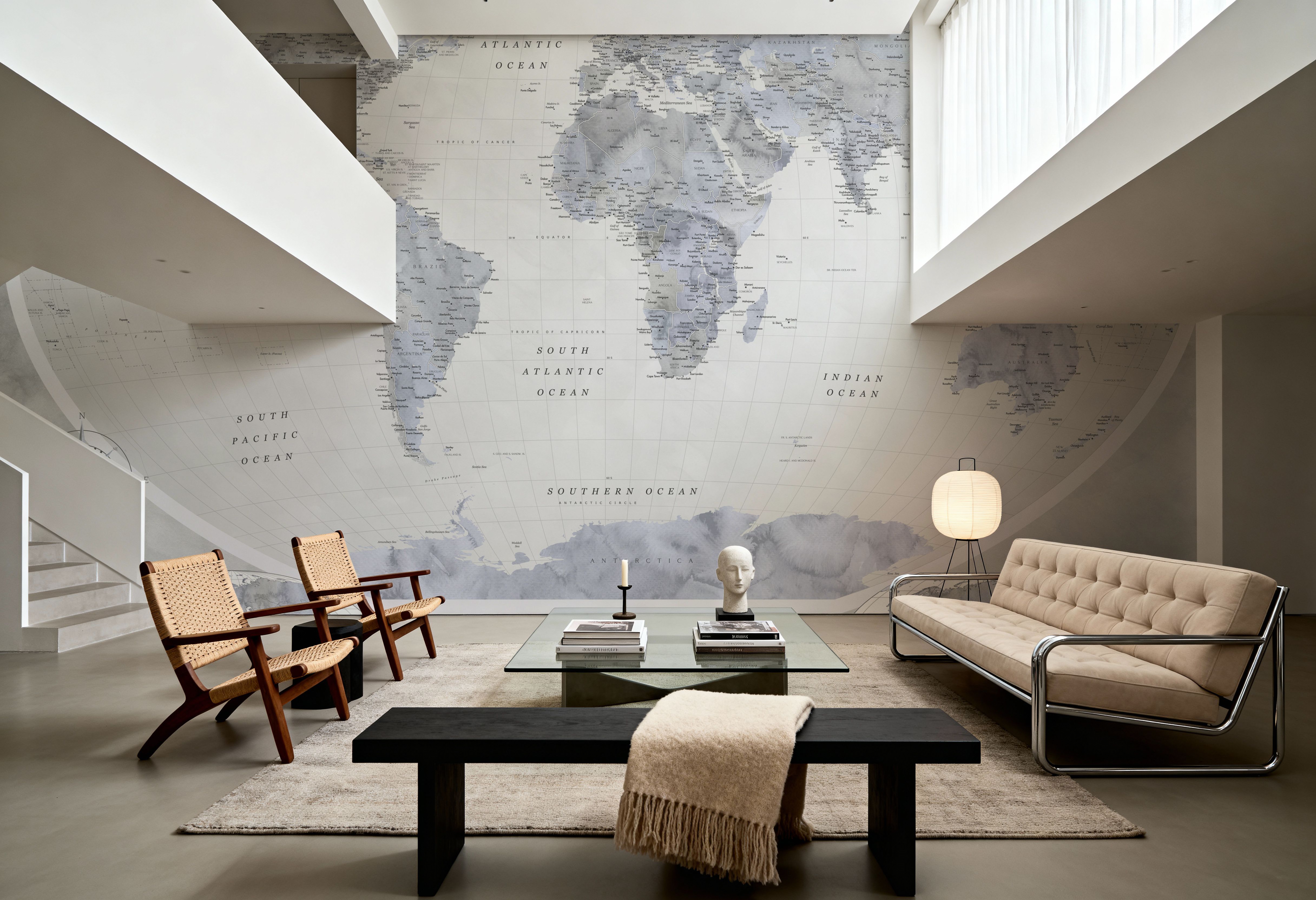World Map Atlas Blue Gray