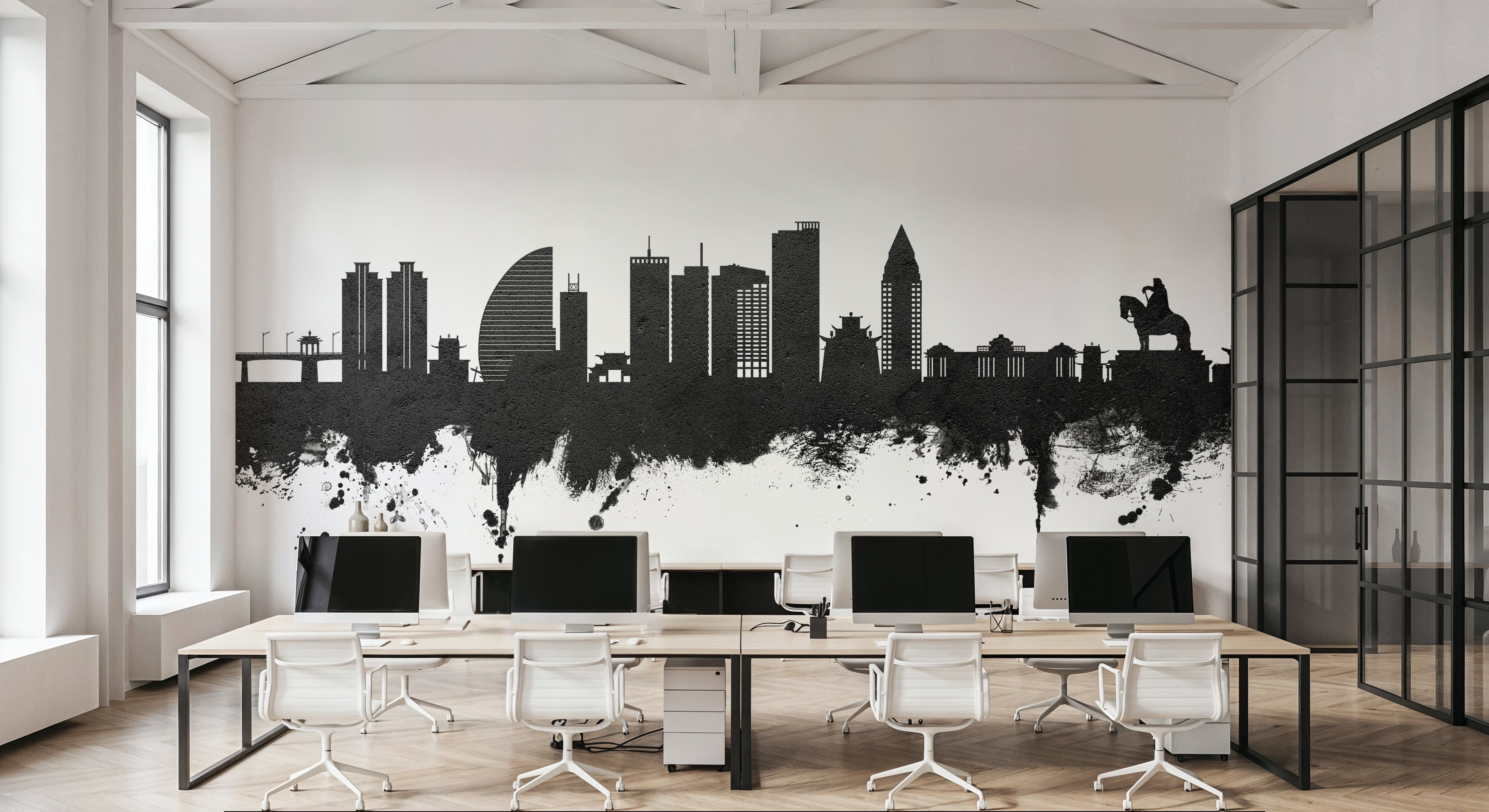 Ulaanbaatar Mongolia Skyline Black & White