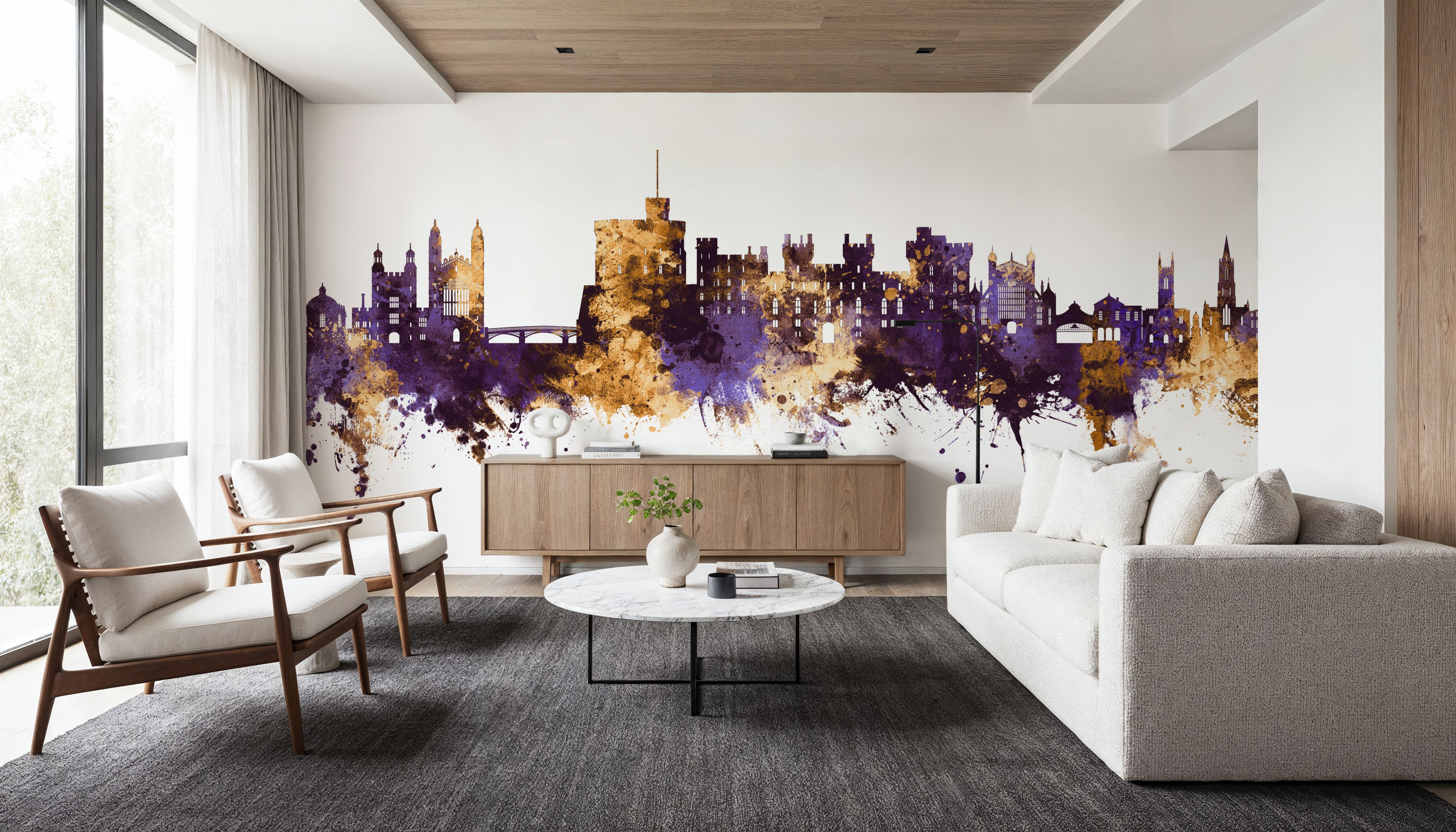 Windsor England Skyline Purple & Gold