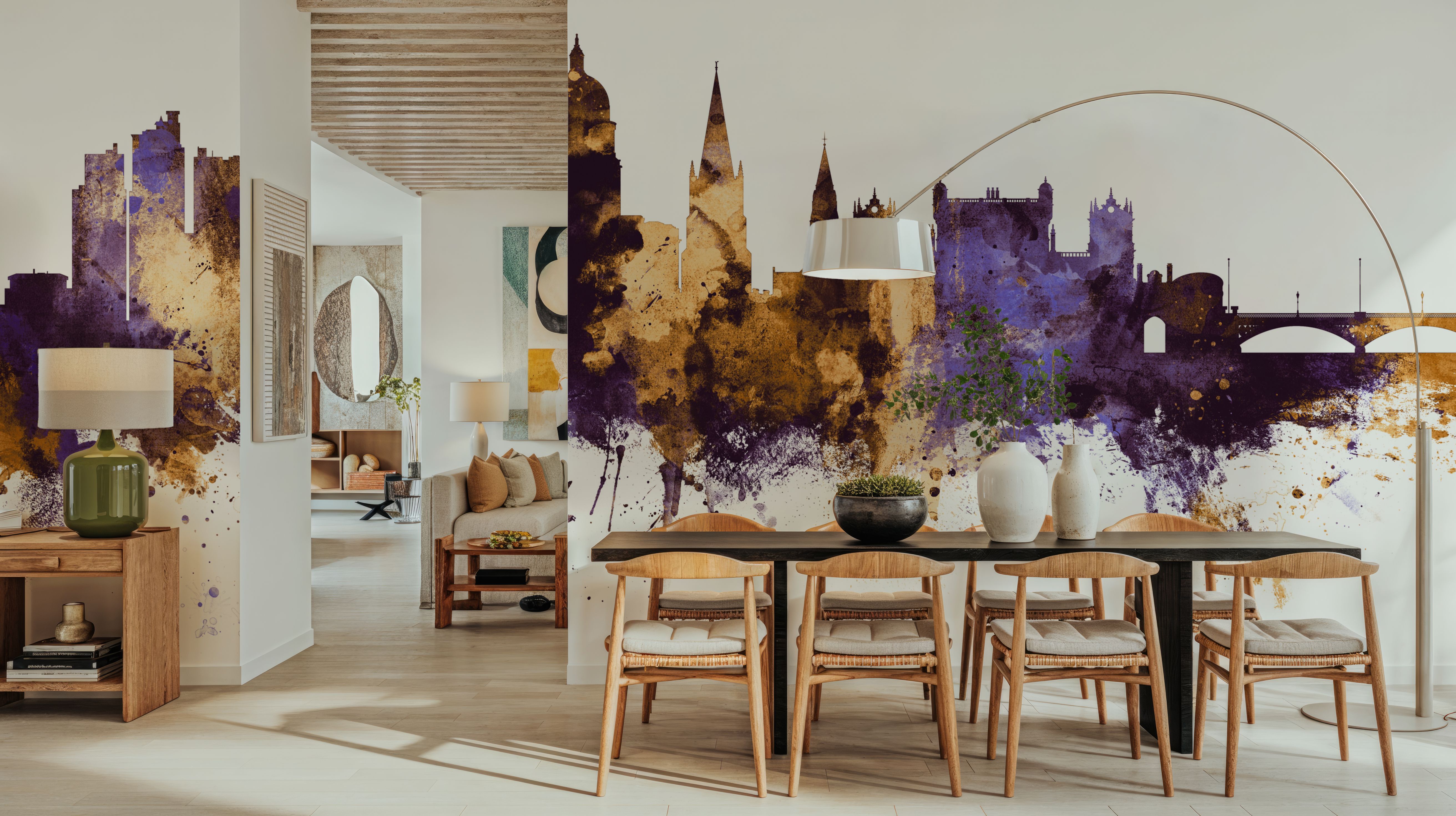 Nottingham England Skyline Purple & Gold